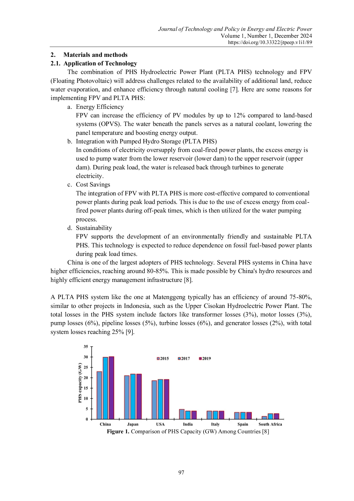 JURIS Techno Economic Analysis of the Integration of Floating Photovoltaic FPV Solar Power Plant and Pumped Hydro Storage PHS Hydroelectric Power Plant at Matenggeng