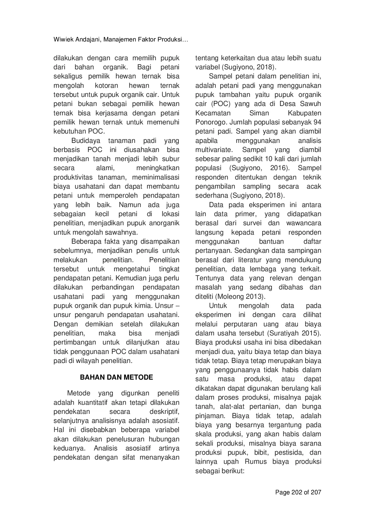 JURIS Manajemen Faktor Produksi Usahatani Padi Dengan Pupuk Tambahan POC