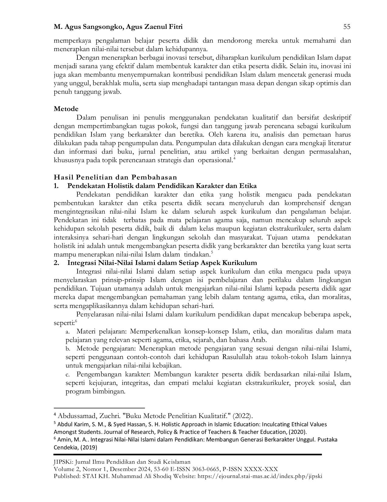 JURIS Inovasi Dalam Pendekatan Pendidikan Islam Dan Kurikulum Untuk Karakter Dan Etika Peserta Didik