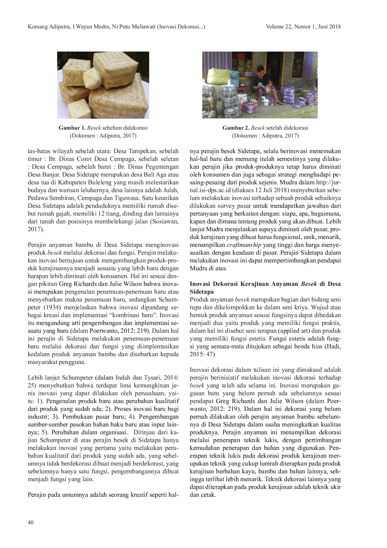 JURIS Inovasi Dekorasi dan Fungsi Kerajinan Anyaman Besek di Desa Sidetapa Buleleng