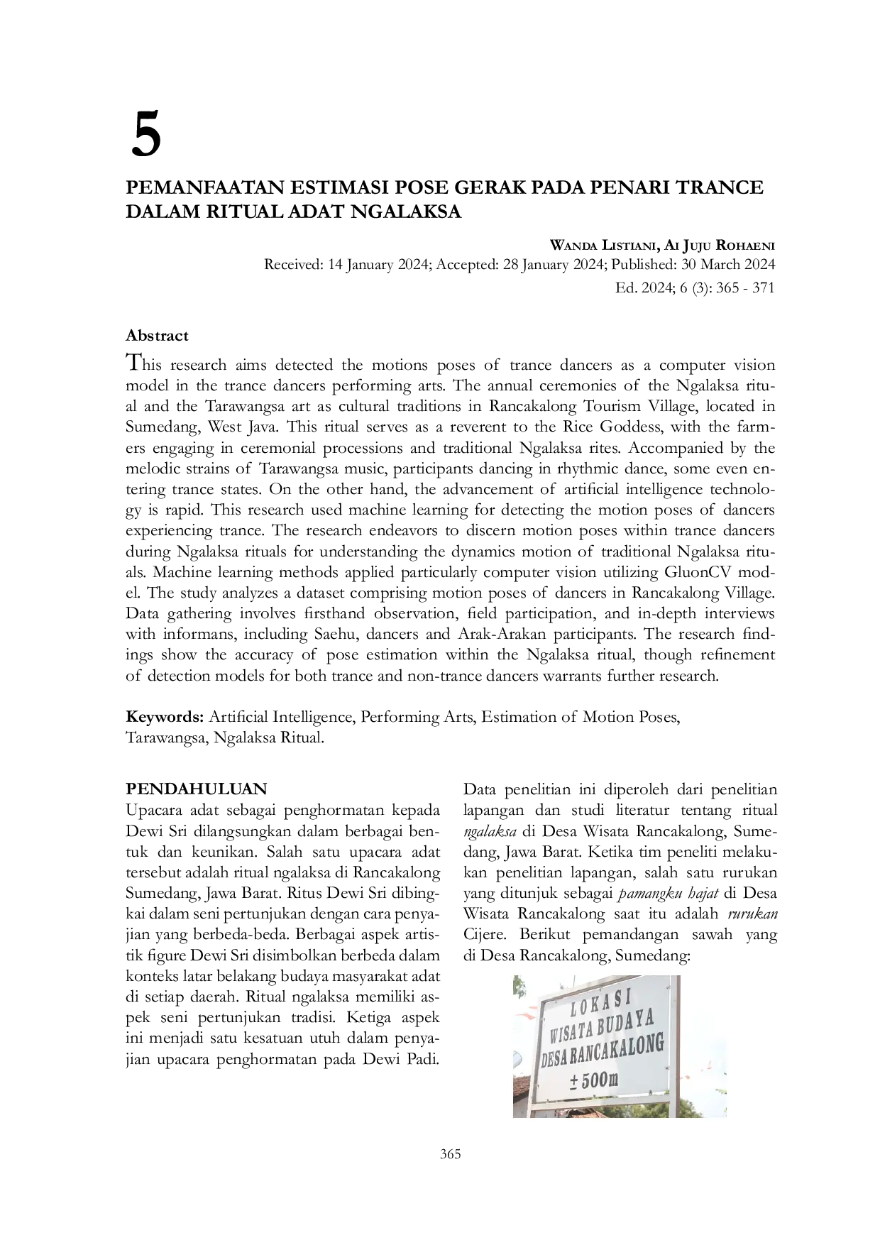 JURIS Pemanfaatan Estimasi Pose Gerak Pada Penari Trance Dalam Ritual Adat Ngalaksa