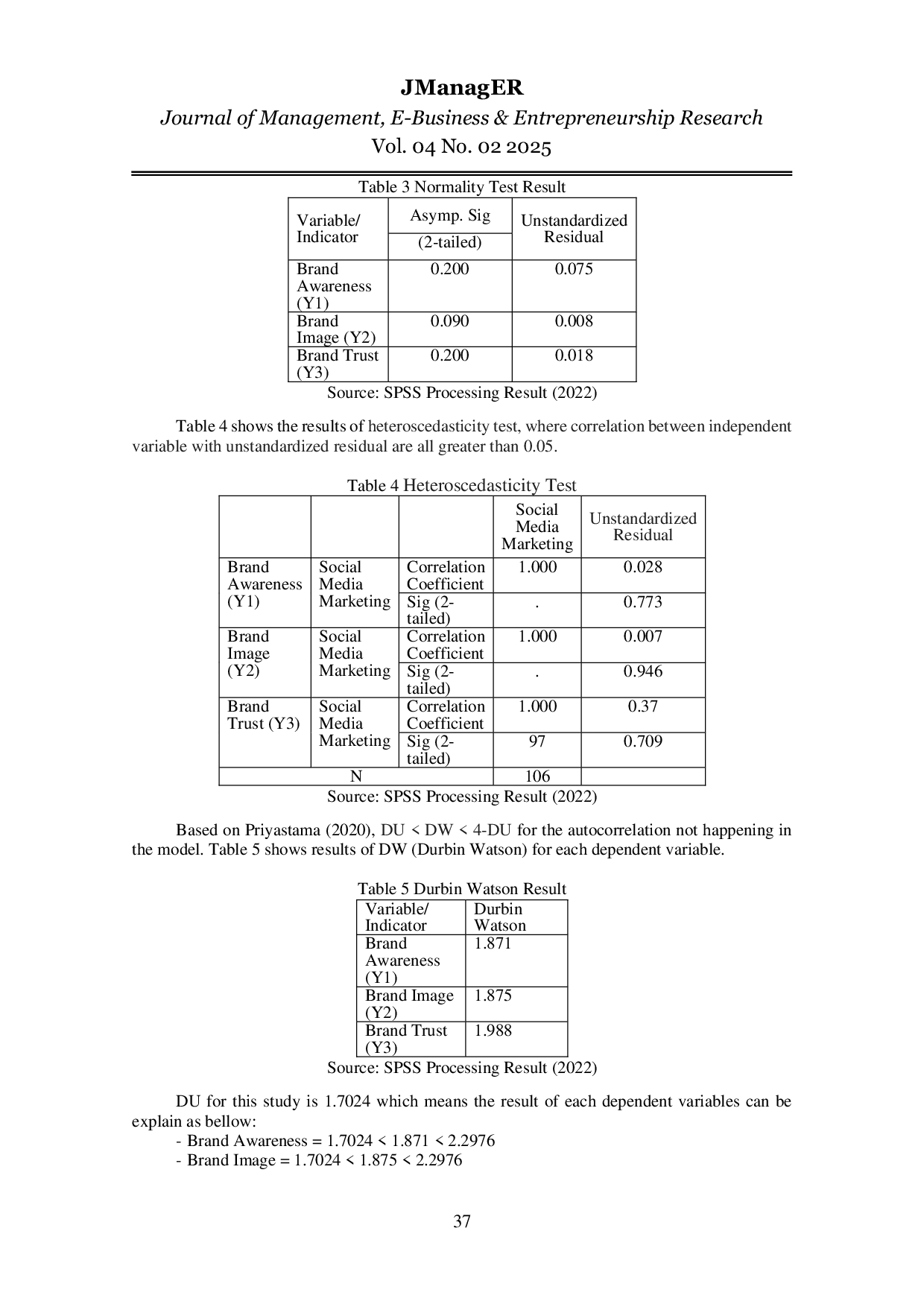 JURIS The Role of Social Media Marketing on Brand Awareness Brand Image and Brand Trust on Atma Jaya Makassar University