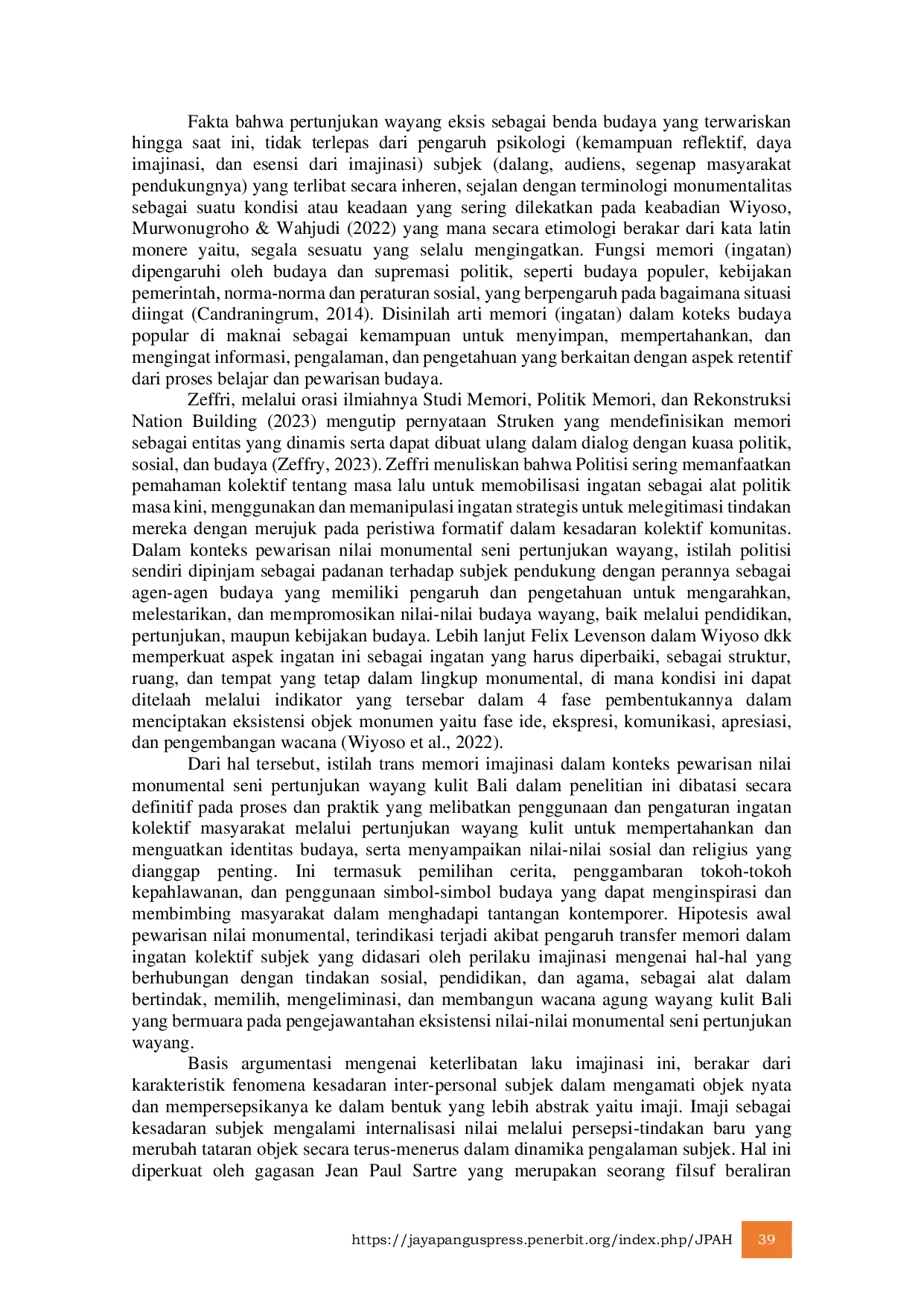 JURIS Trans Memori Imajinasi Dalam Pewarisan Nilai Monumental Pertunjukan Wayang Kulit Bagi Masyarakat Hindu di Bali
