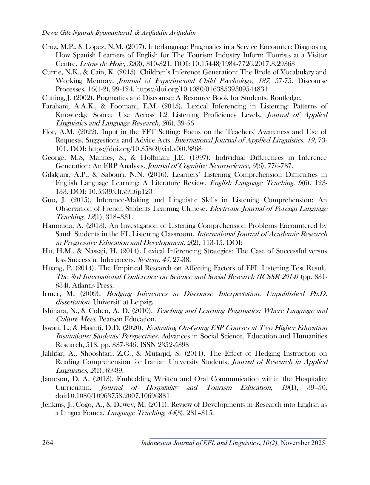 JURIS Sentential and Conversational Implicature Inference Making Ability of Tourism College Students Based on Proficiency Levels