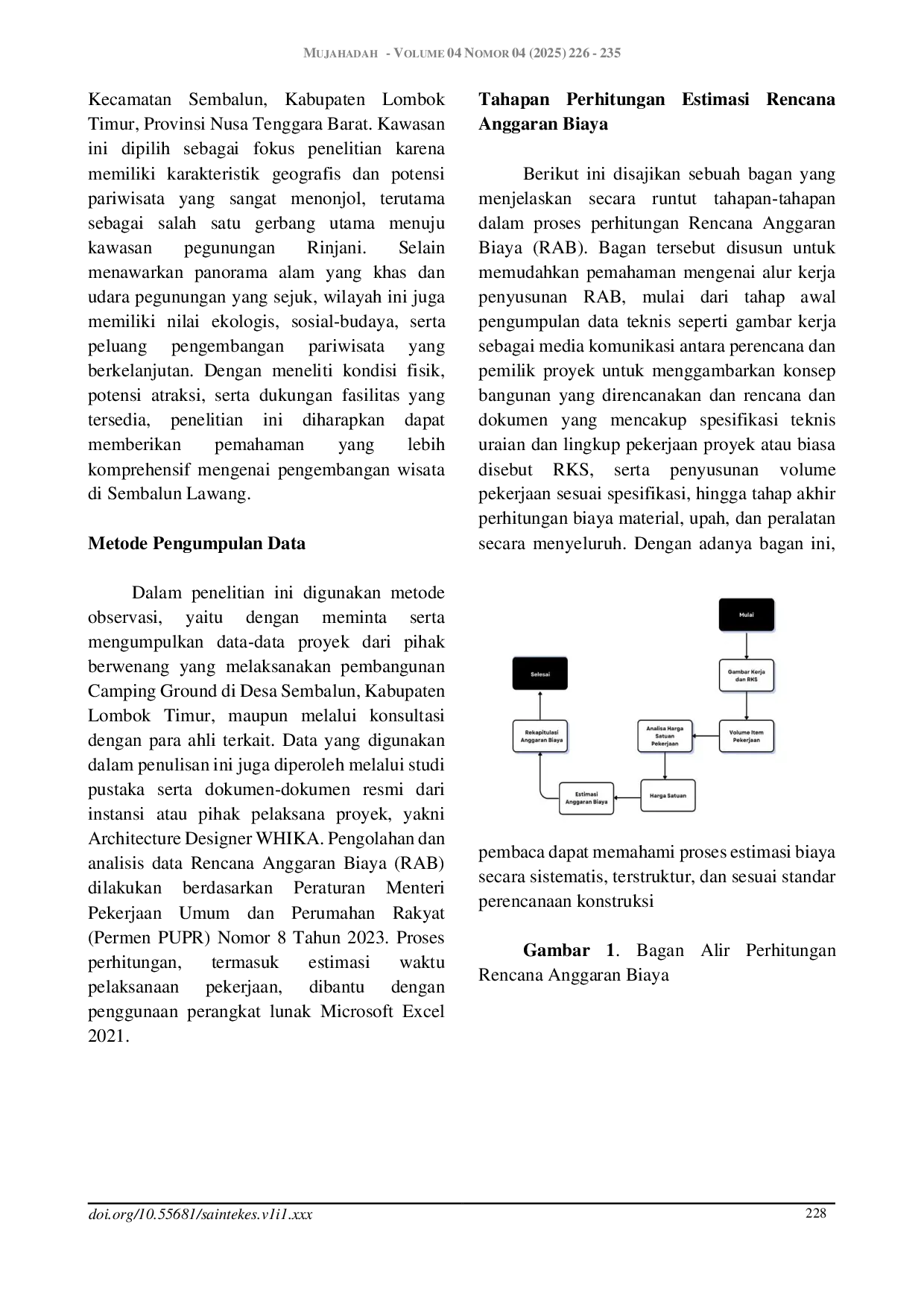 JURIS Analisis Rencana Anggaran Biaya Bangunan Camping Ground Sembaluan Kabupaten Lombok Timur