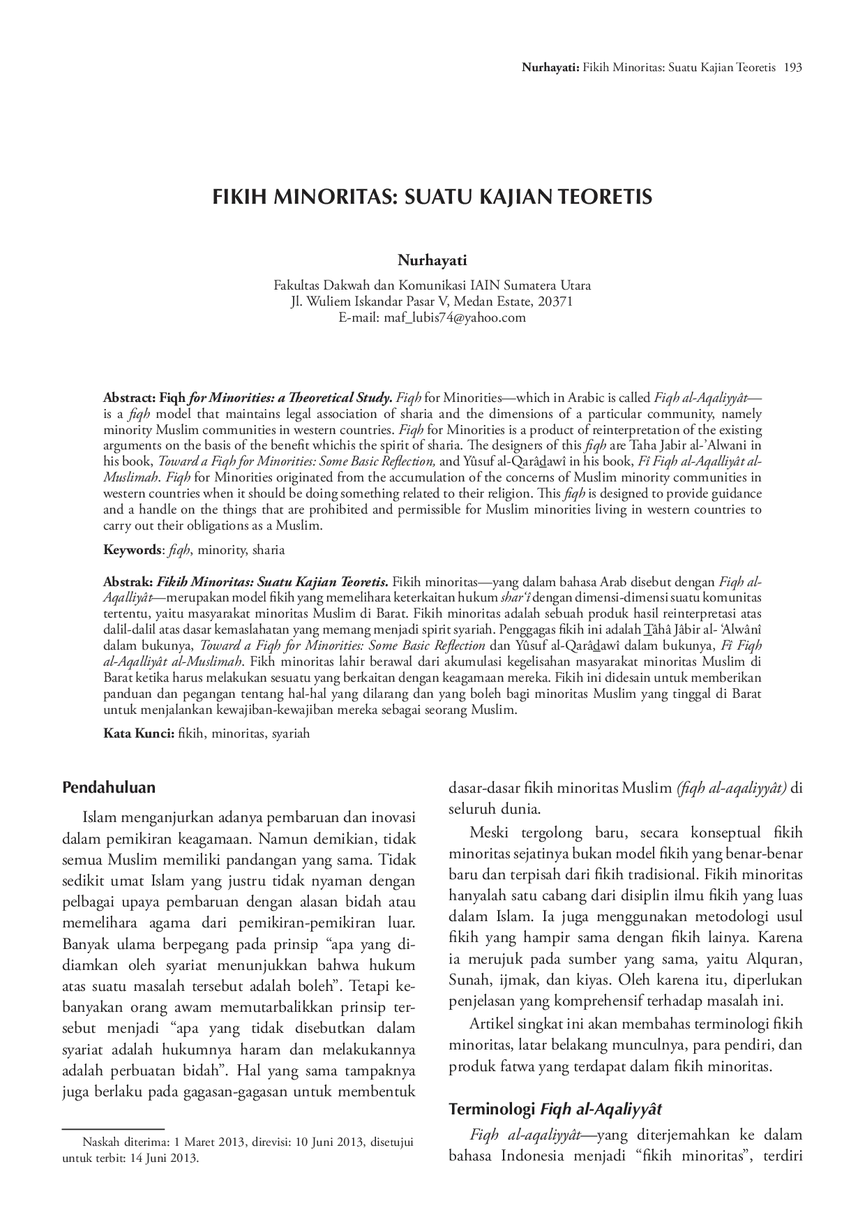 juris Fikih Minoritas Suatu Kajian Teoretis