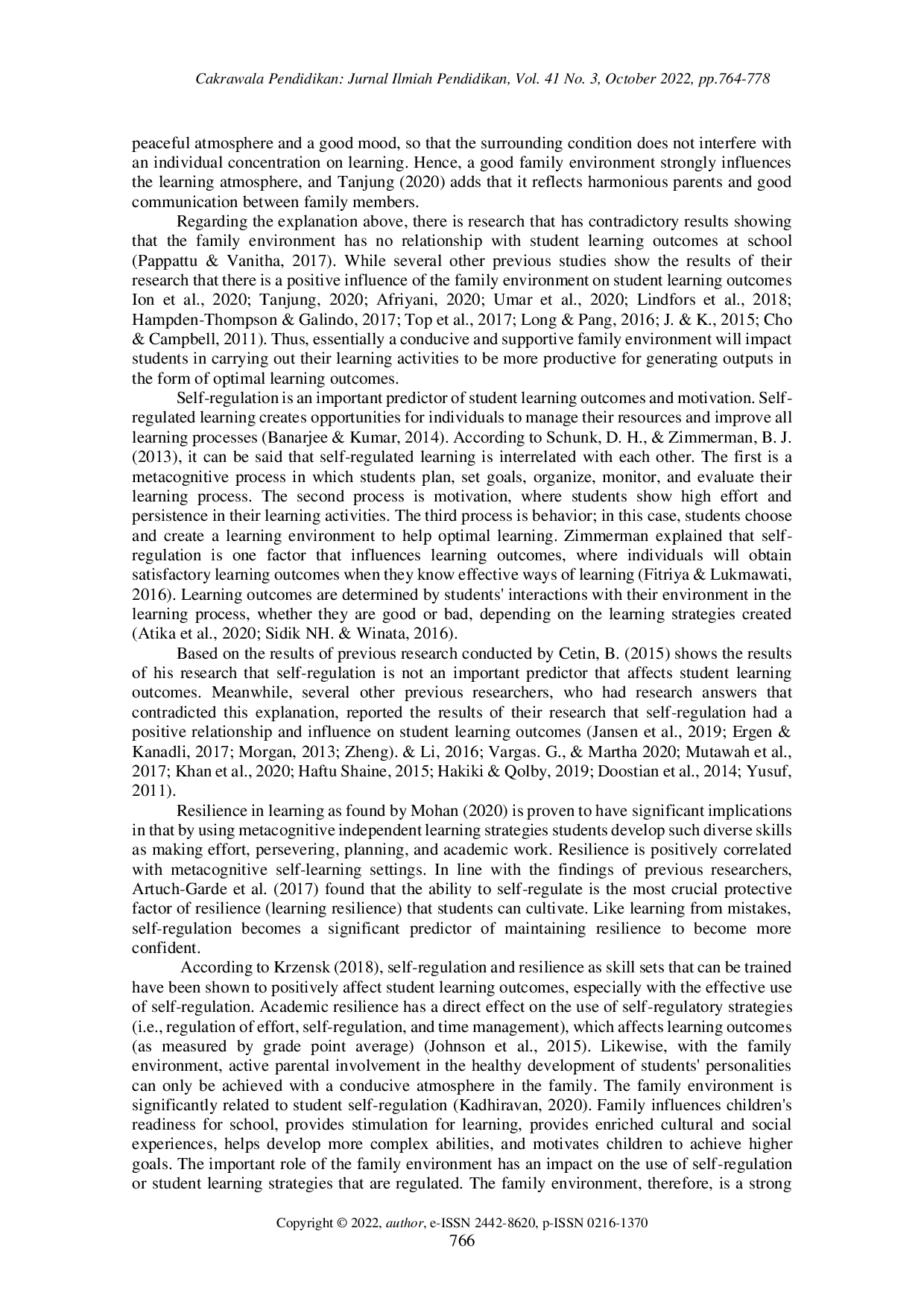 juris High school learning outcomes The effect of self regulation resilience and family environment