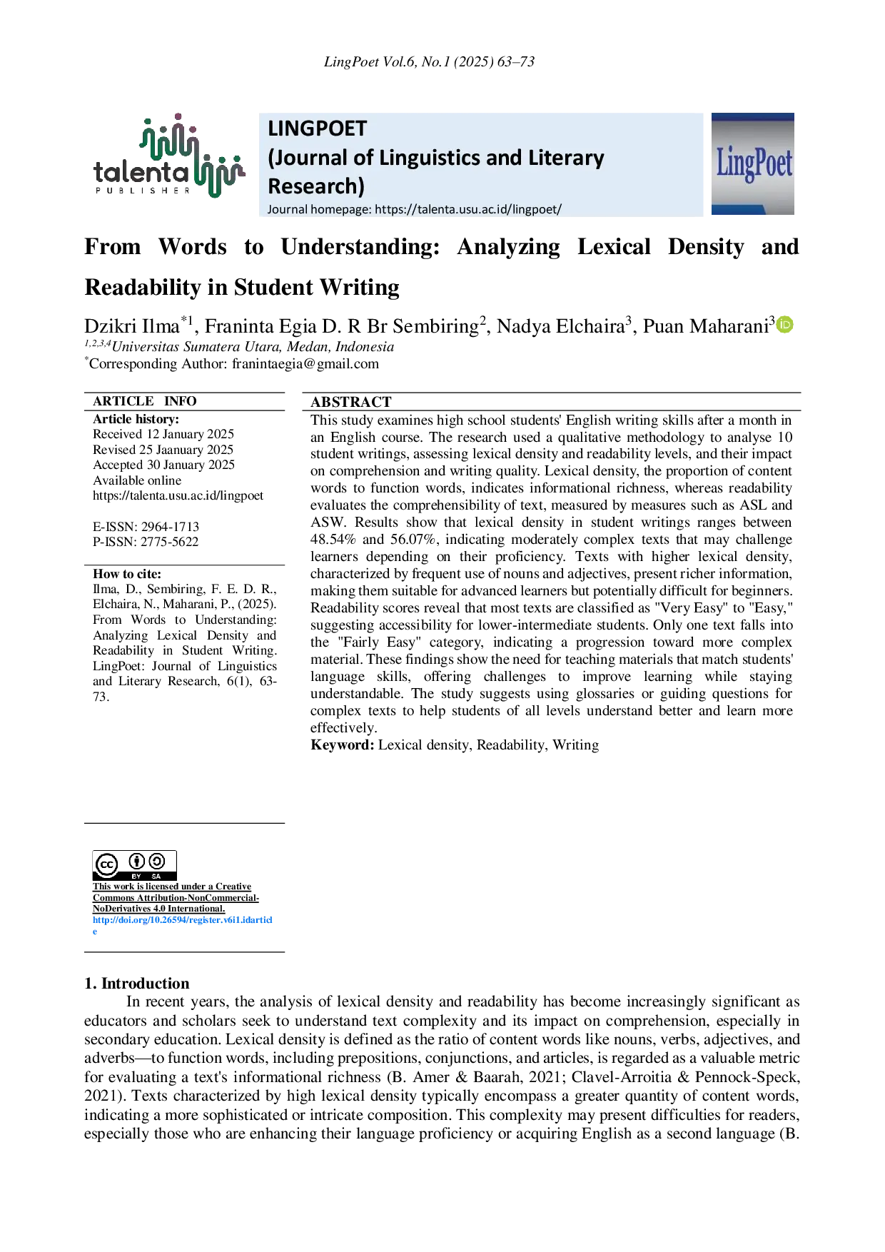 JURIS From Words to Understanding Analyzing Lexical Density and Readability in Student Writing