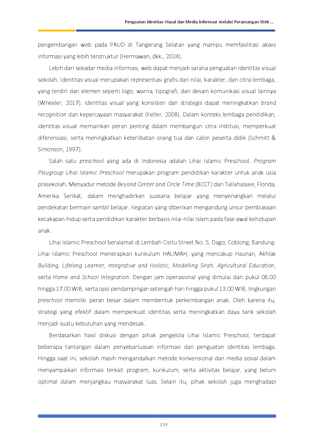 juris Penguatan Identitas Visual dan Media Informasi melalui Perancangan Web Lihai Islamic Preschool