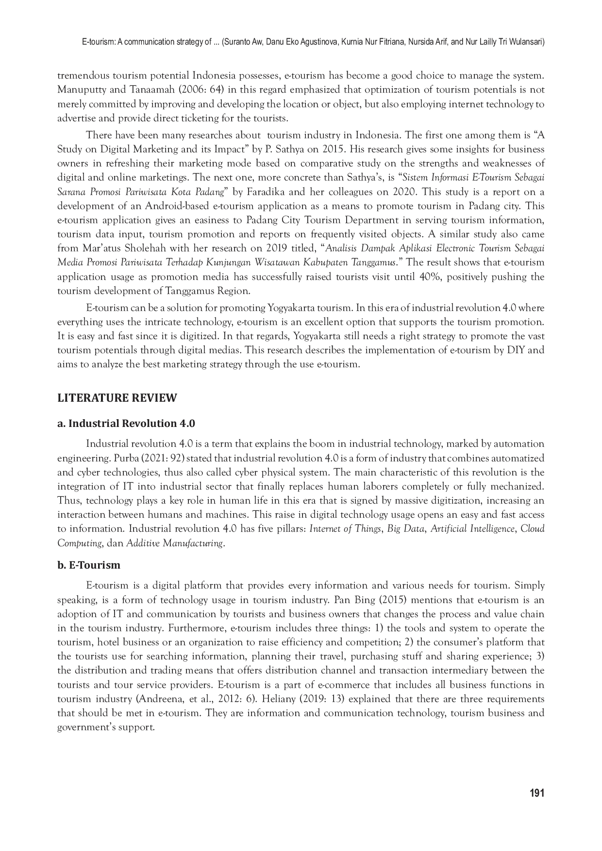 JURIS E Tourism A Communication Strategy Of Yogyakarta S Tourism Potential Marketing In Industrial Revolution 4 0 Era