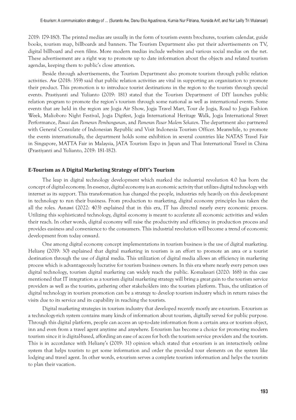 JURIS E Tourism A Communication Strategy Of Yogyakarta S Tourism Potential Marketing In Industrial Revolution 4 0 Era