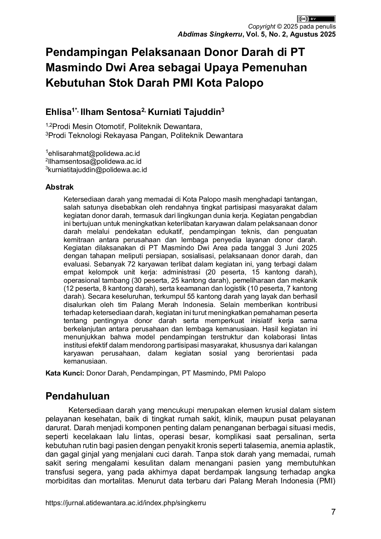 JURIS Pendampingan Pelaksanaan Donor Darah di PT Masmindo Dwi Area sebagai Upaya Pemenuhan Kebutuhan Stok Darah PMI Kota Palopo