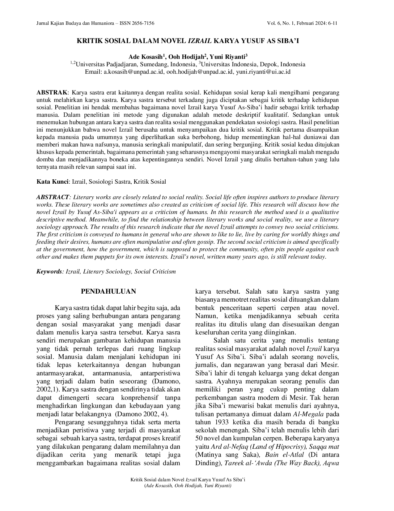JURIS Kritik Sosial Dalam Novel Izrail Karya Yusuf As Siba I