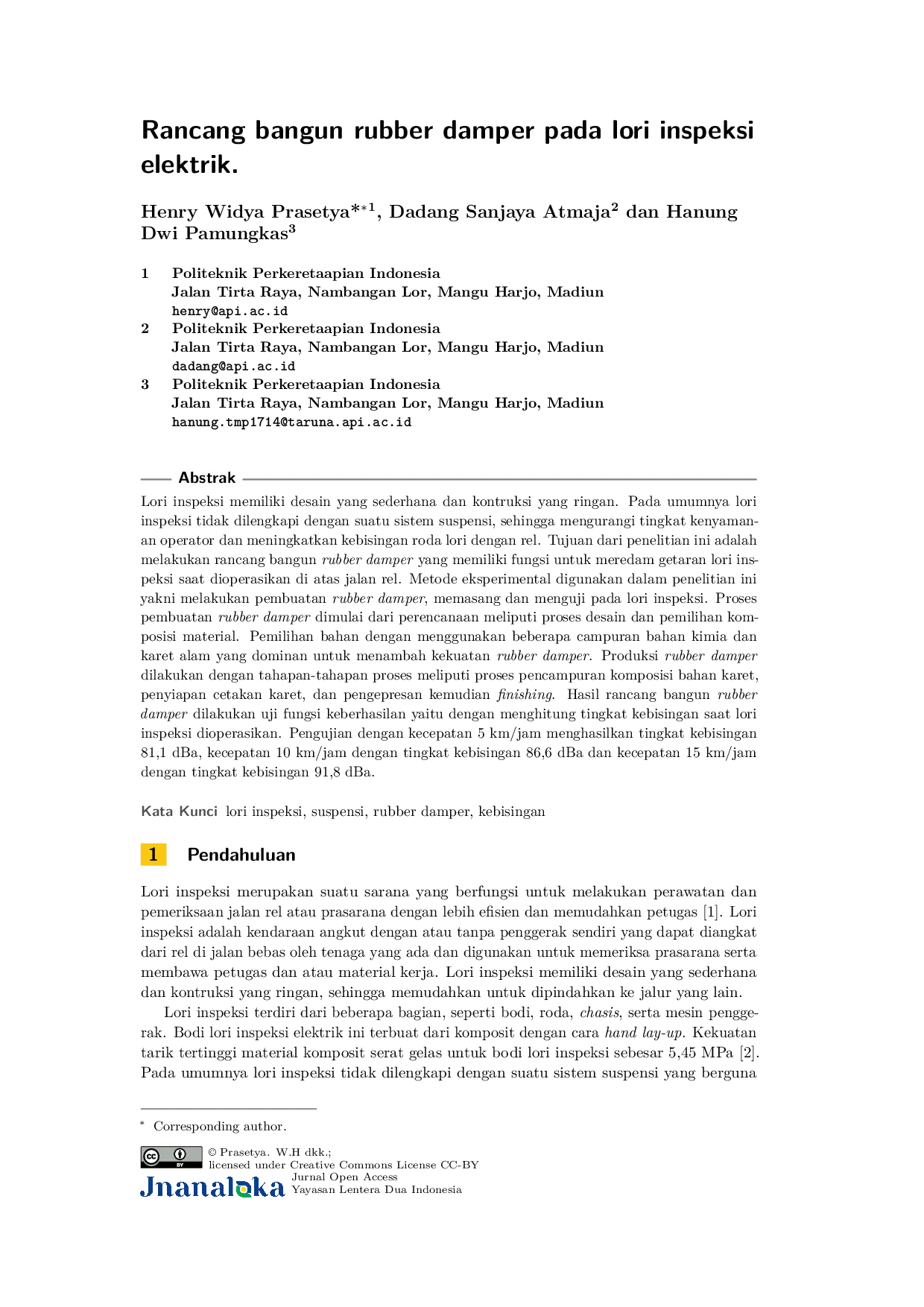 JURIS Rancang Bangun Rubber Damper Pada Lori Inspeksi Elektrik
