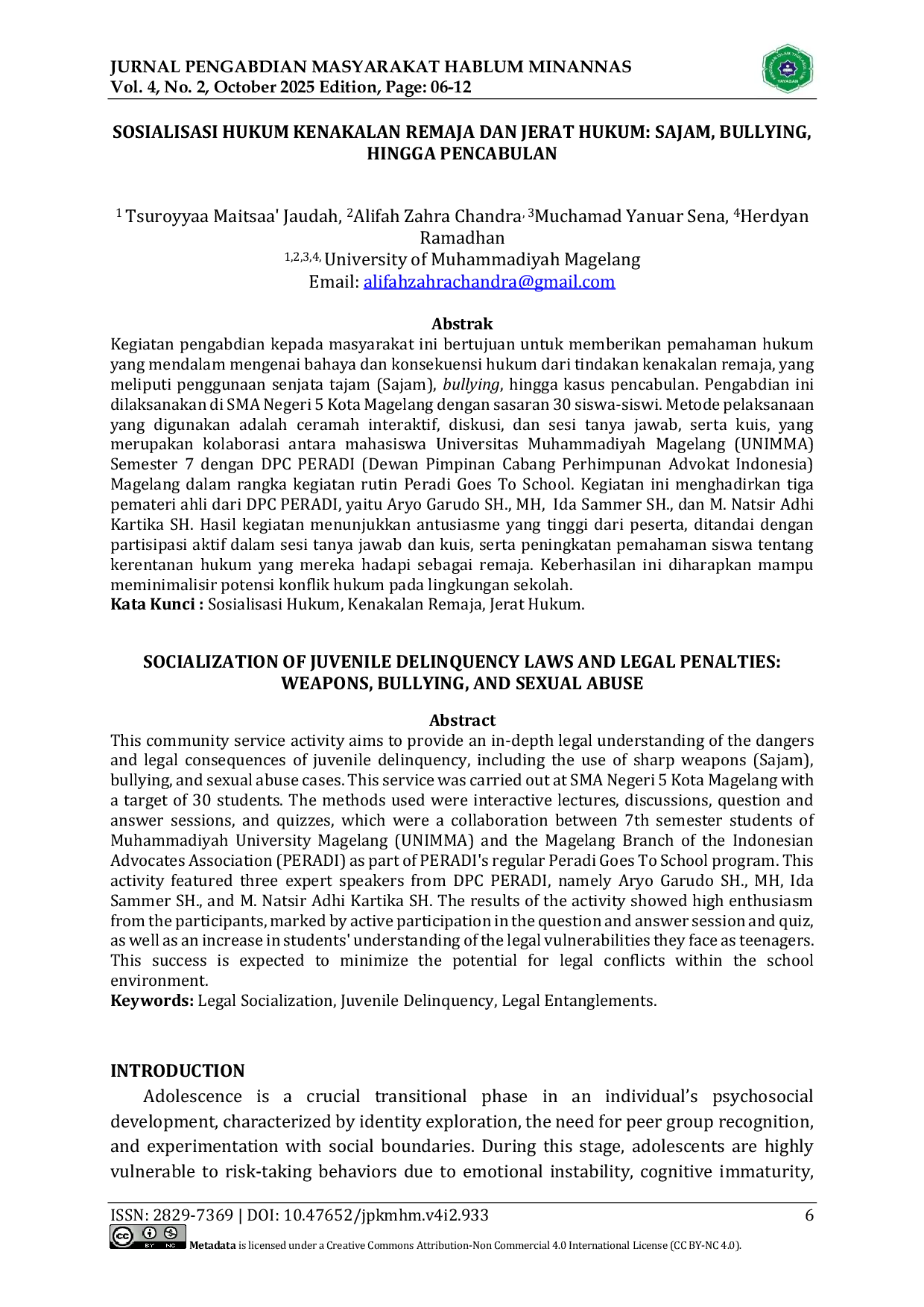 JURIS Sosialisasi Hukum Kenakalan Remaja dan Jerat Hukum Sajam Bullying Hingga Pencabulan