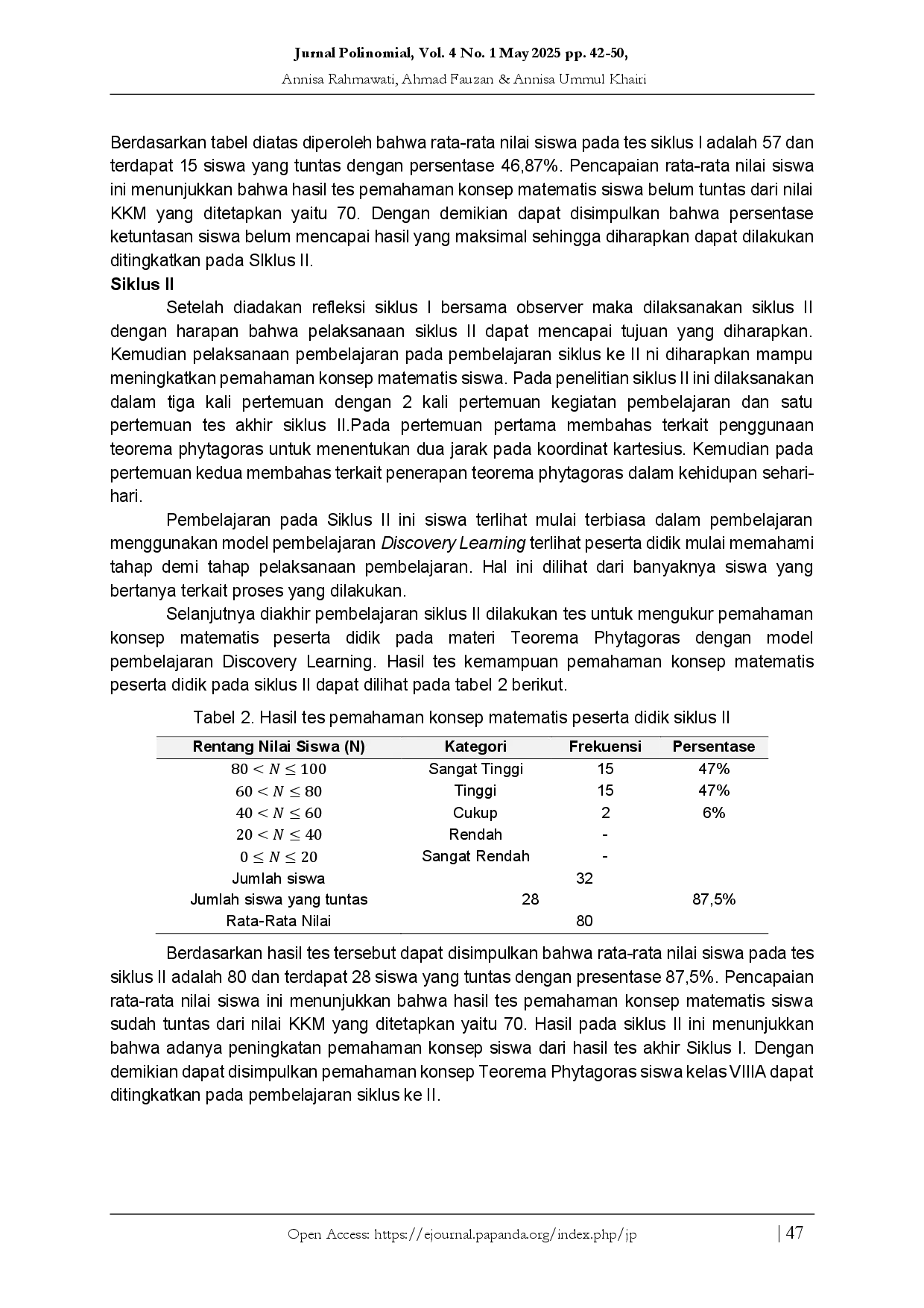 juris Meningkatkan Pemahaman Konsep Matematis Melalui Model Discovery Learning pada Materi Teorema Pythagoras Kelas VIII SMP