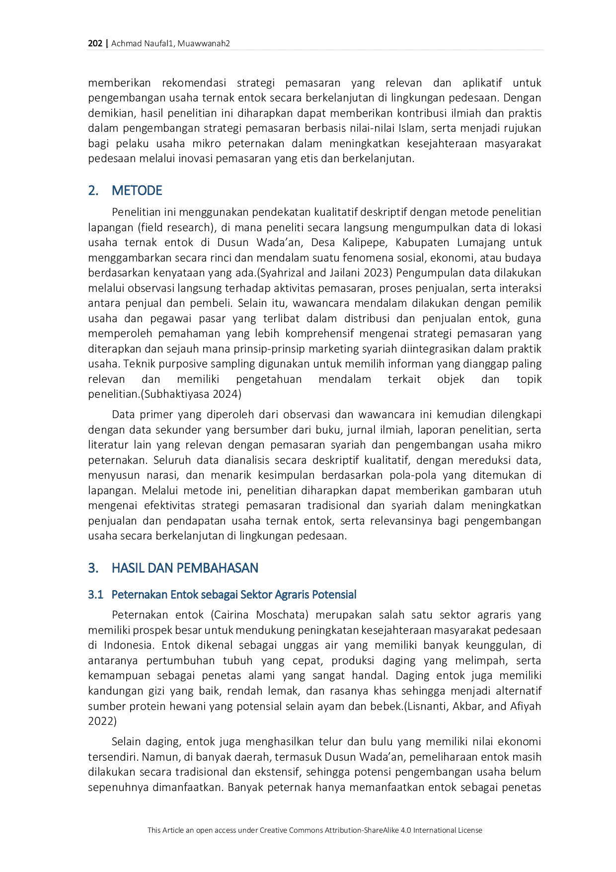 JURIS Strategi Pemasaran dalam Meningkatkan Penjualan dan Pendapatan pada Usaha Ternak Entok Ditinjau dari Marketing Syariah