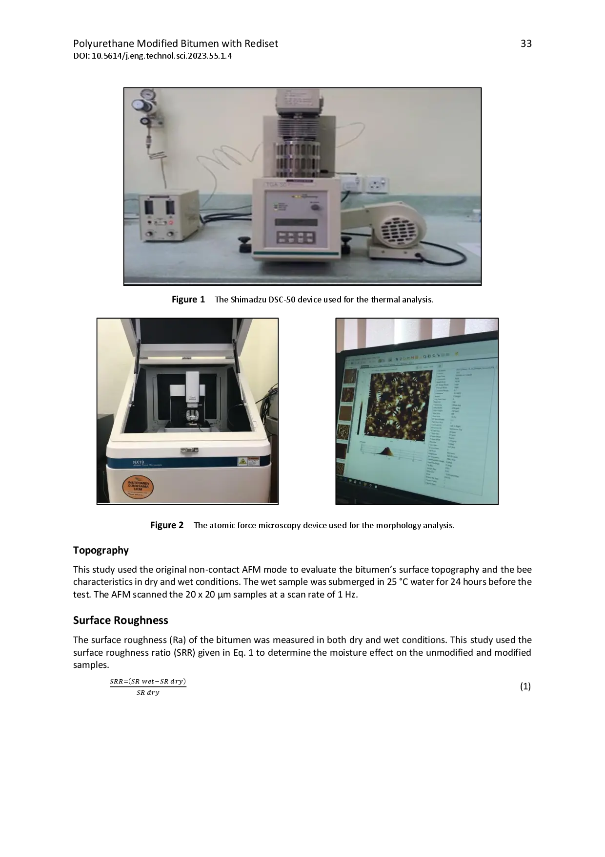 juris Physicothermal and Topography Analysis of Polyurethane Modified Bitumen with Rediset for WMA Application