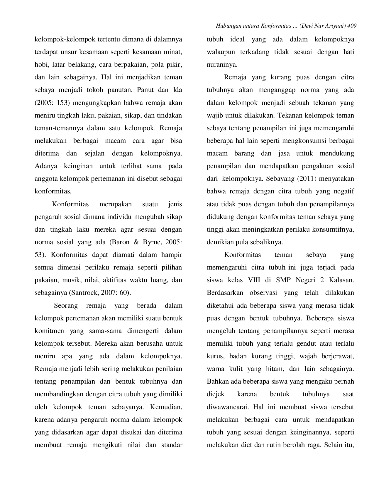 JURIS Hubungan Antara Konformitas Teman Sebaya dengan Citra Tubuh pada Siswa Kelas VIII di SMP Negeri 2 Kalasan