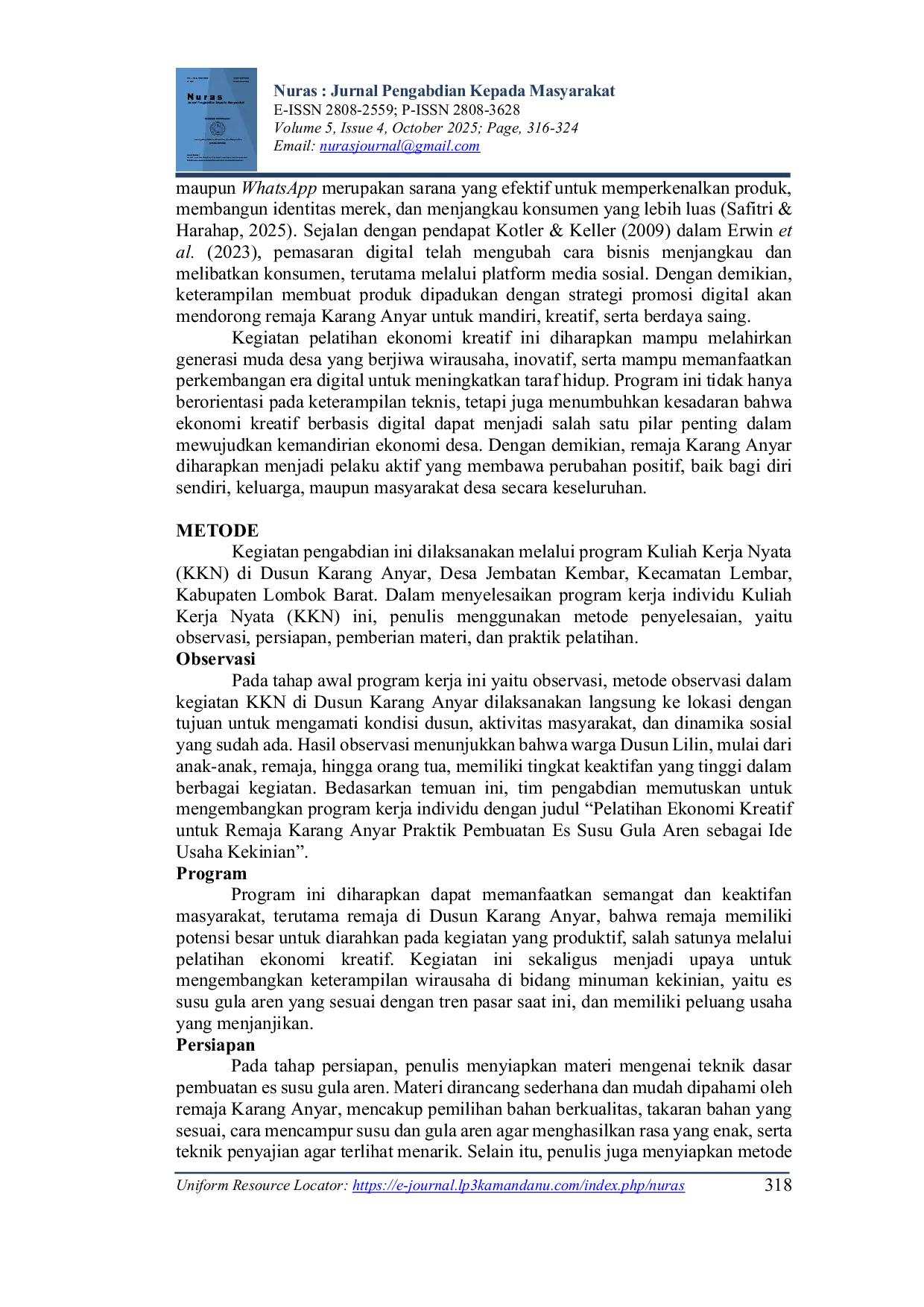 JURIS Ekonomi Kreatif Pelatihan Ekonomi Kreatif untuk Remaja Karang Anyar Praktik Pembuatan Es Susu Gula Aren sebagai Ide Usaha Kekinian