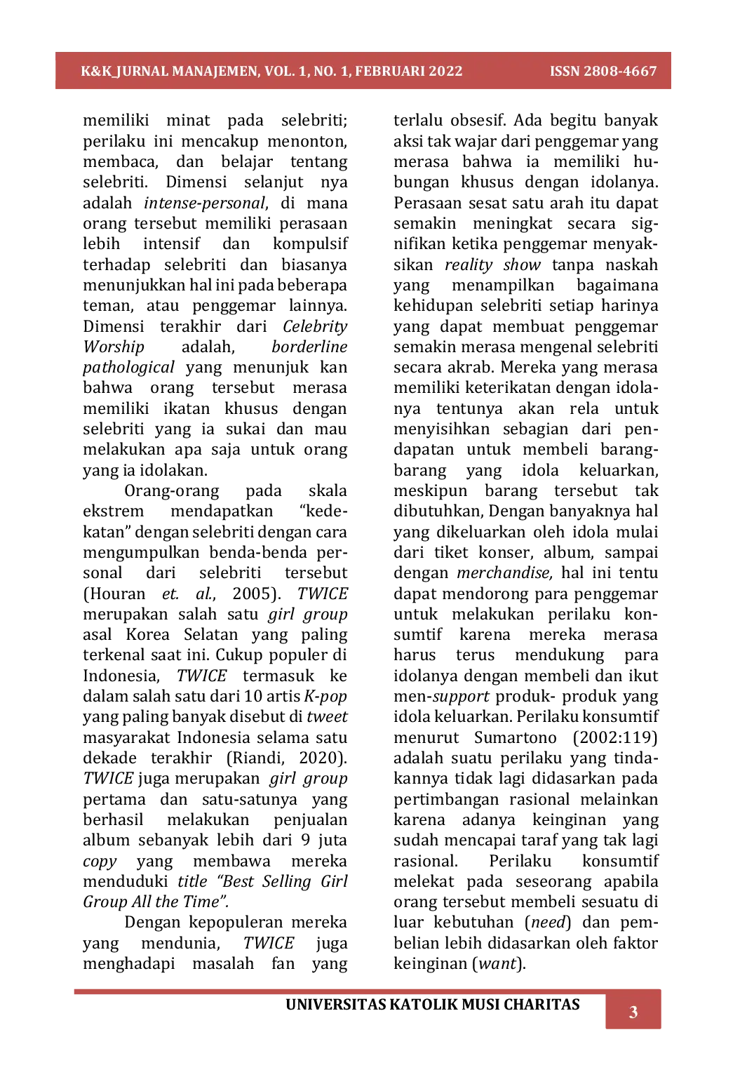 JURIS Celebrity Worship Dan Perilaku Konsumtif Remaja Penggemar Girl Group Twice