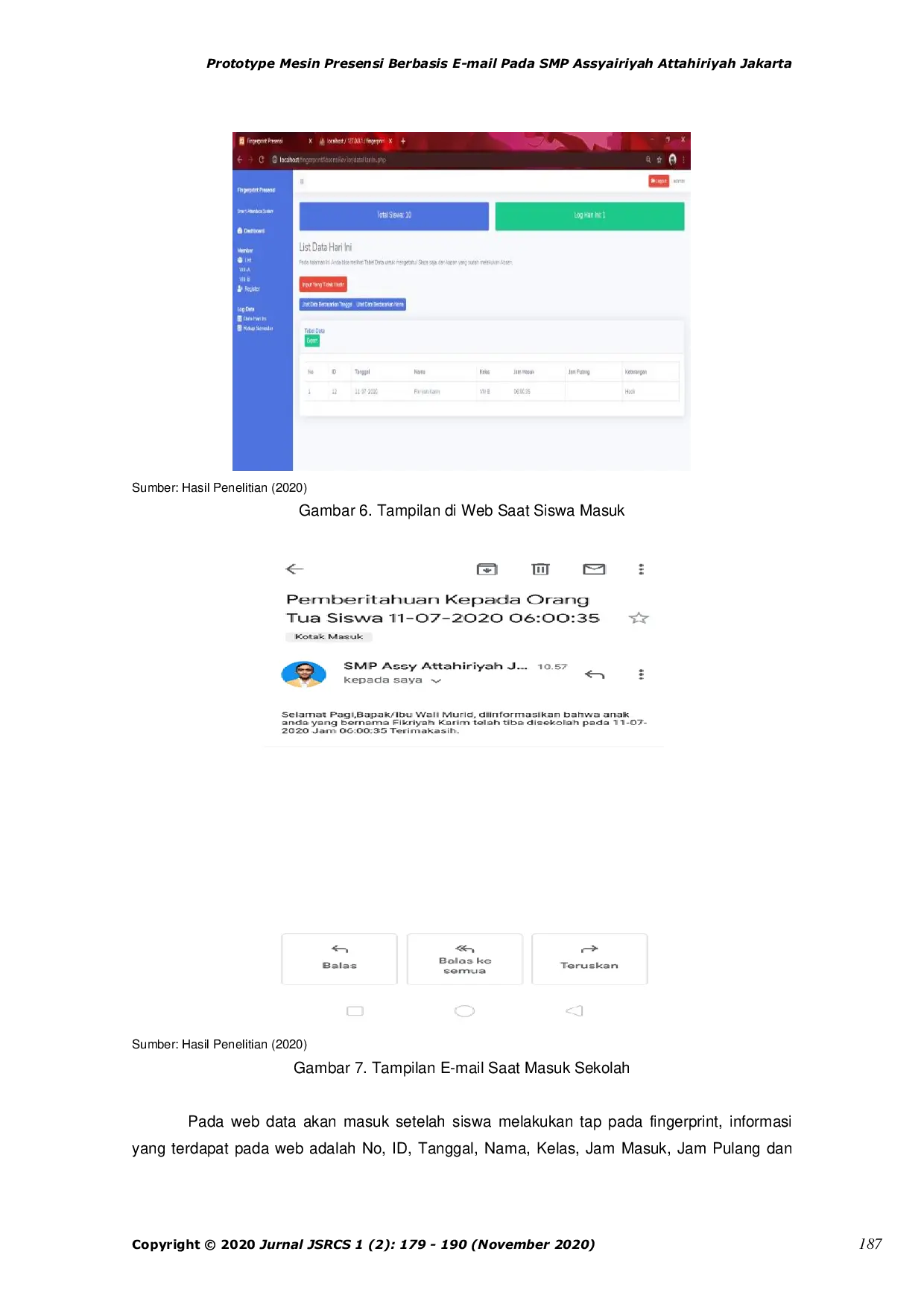 JURIS Prototype Mesin Presensi Berbasis E mail Pada SMP Assyairiyah Attahiriyah Jakarta