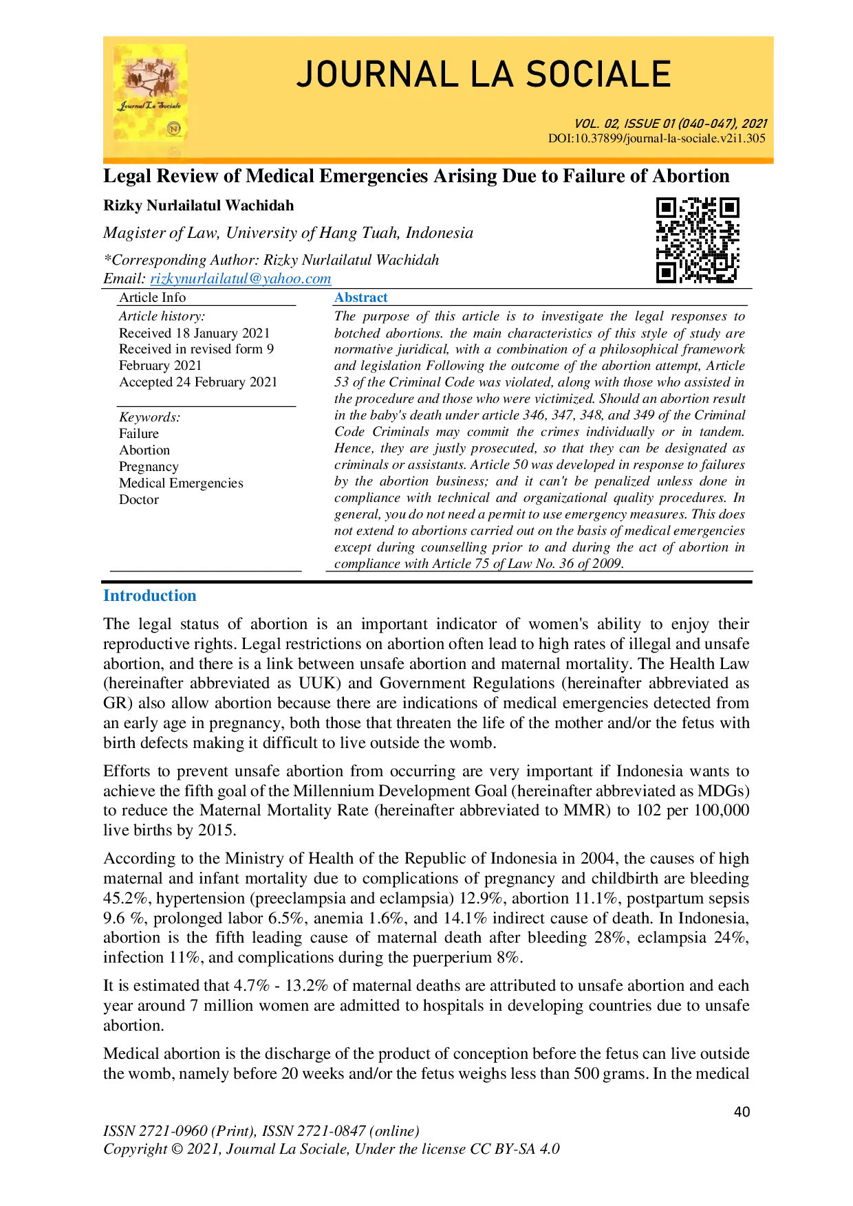 juris Legal Review of Medical Emergencies Arising Due to Failure of Abortion