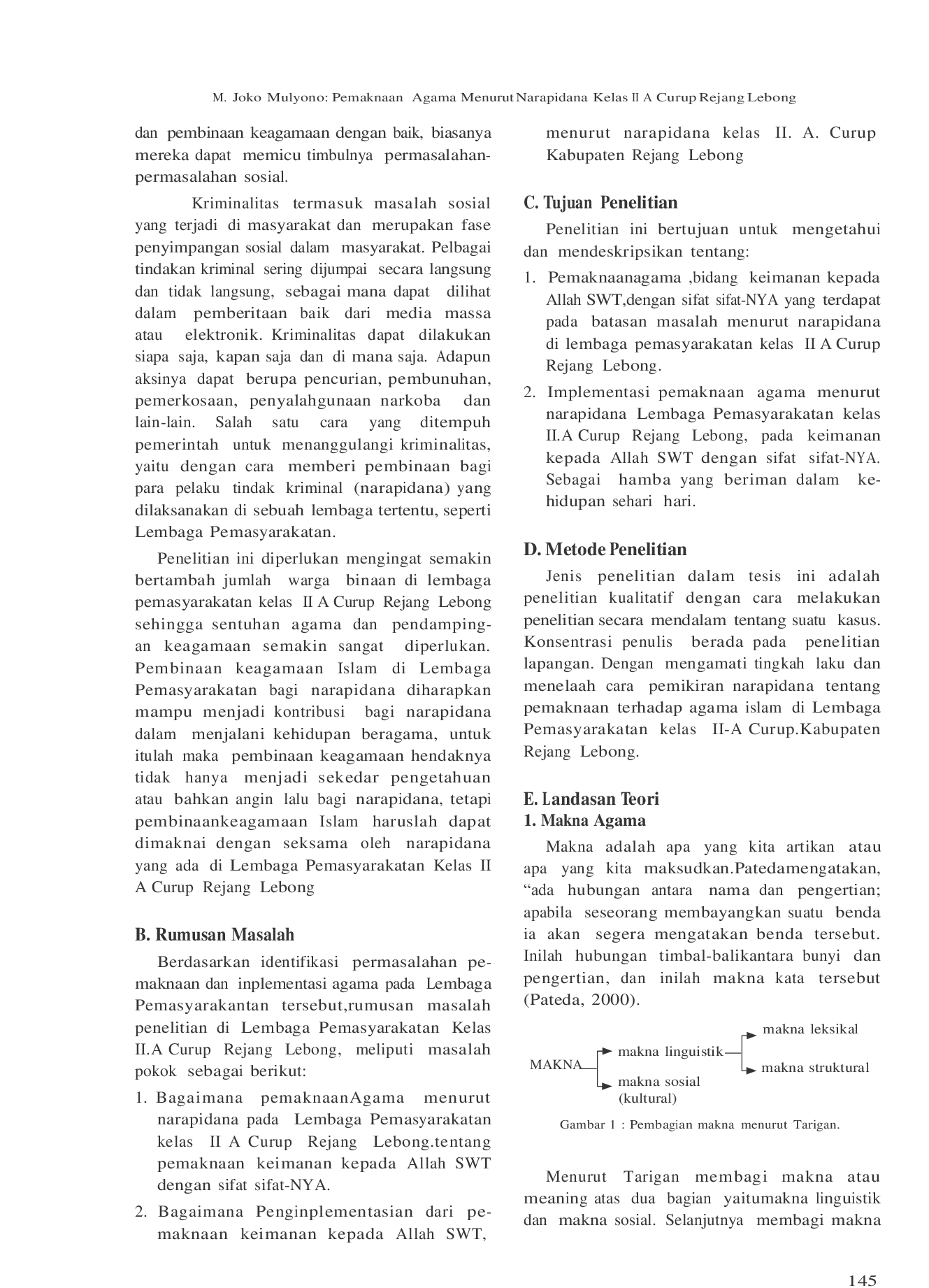 JURIS Pemaknaan Agama Menurut Narapidana Kelas II A Curup Rejang Lebong