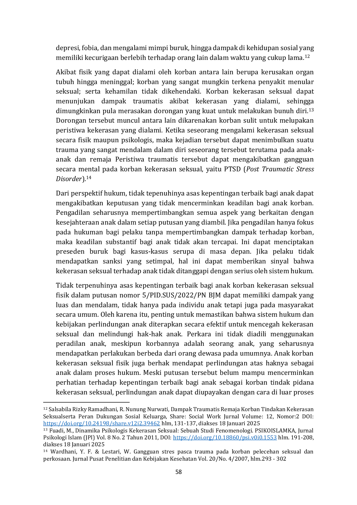 JURIS Perlindungan Hukum Terhadap Anak Sebagai Korban Kekerasan Seksual Fisik Dalam Perspektif Kepentingan Terbaik Bagi Anak