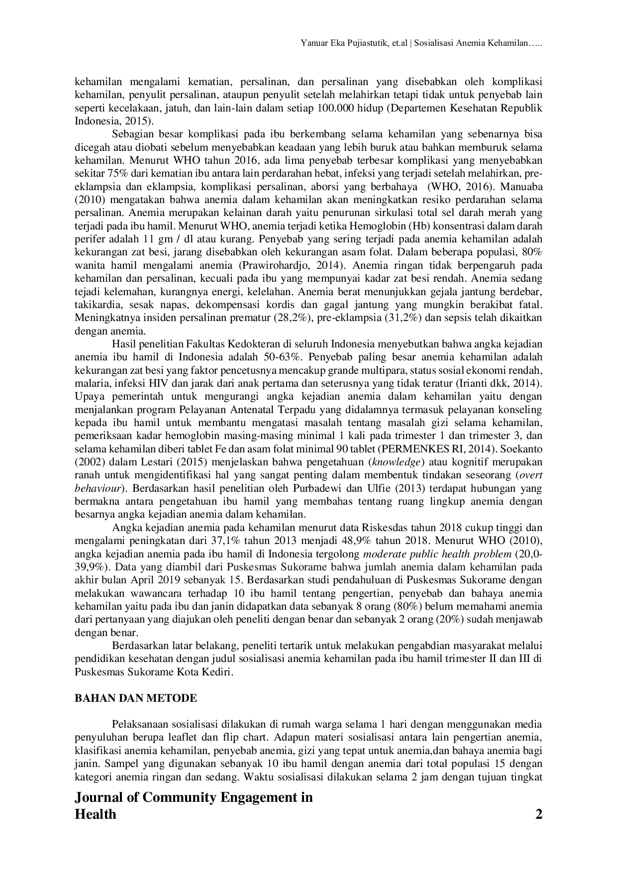 JURIS Sosialisasi Anemia Kehamilan pada Ibu Hamil Trimester II dan III