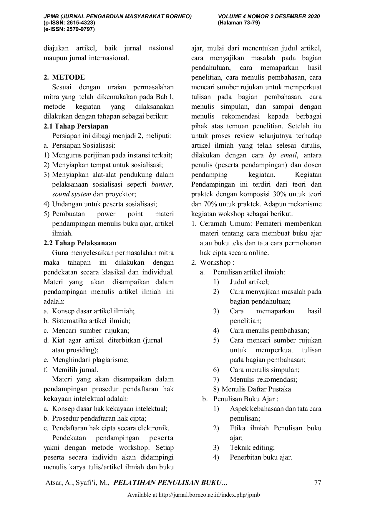 JURIS PELATIHAN PENULISAN BUKU AJAR DAN ARTIKEL ILMIAH BAGI GURU SEKOLAH MENENGAH ATAS SMA MATHLA UL ANWAR BATUJAYA KABUPATEN KARAWANG