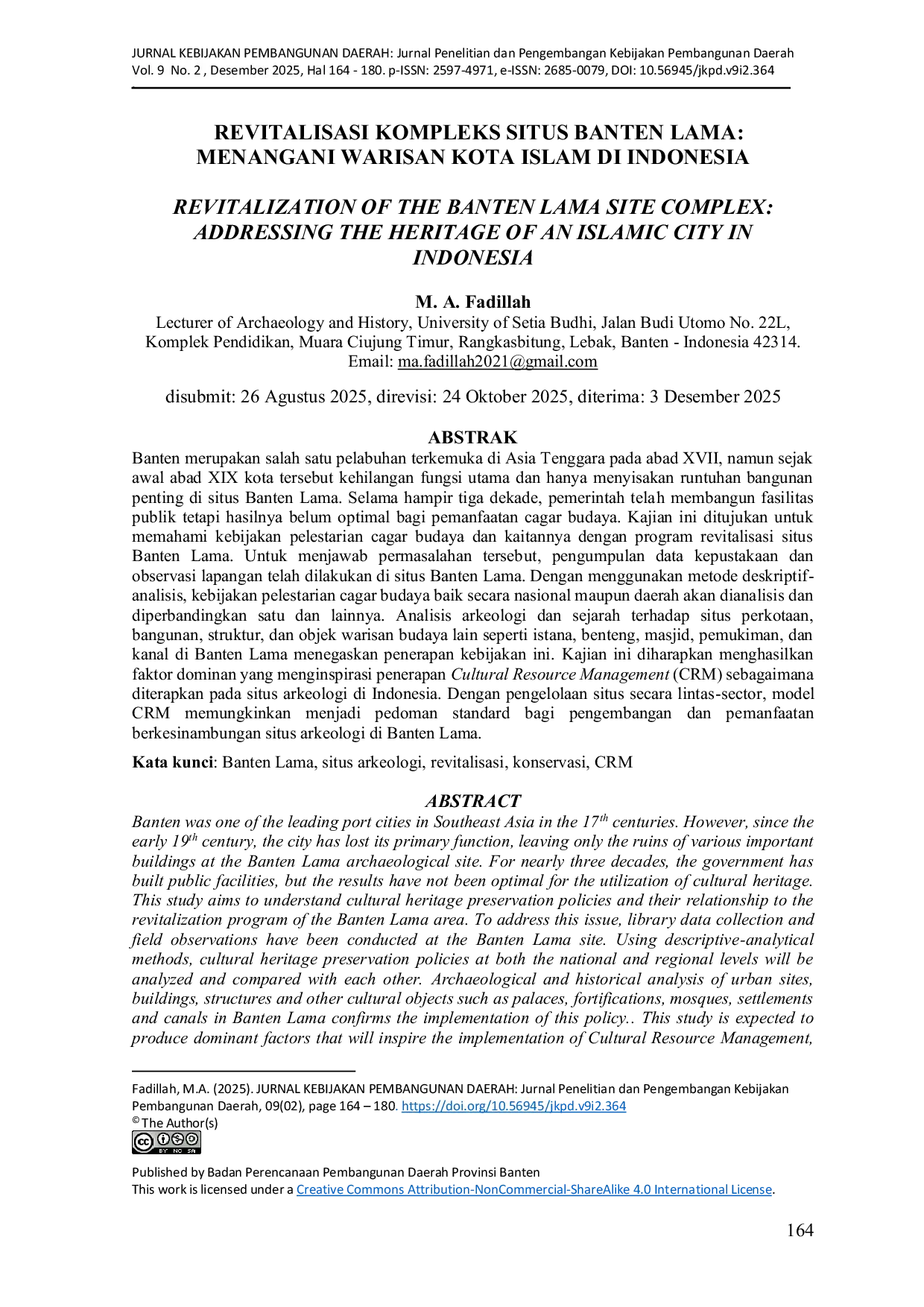 JURIS Revitalisasi Kompleks Situs Banten Lama Menangani Warisan Kota Islam di Indonesia