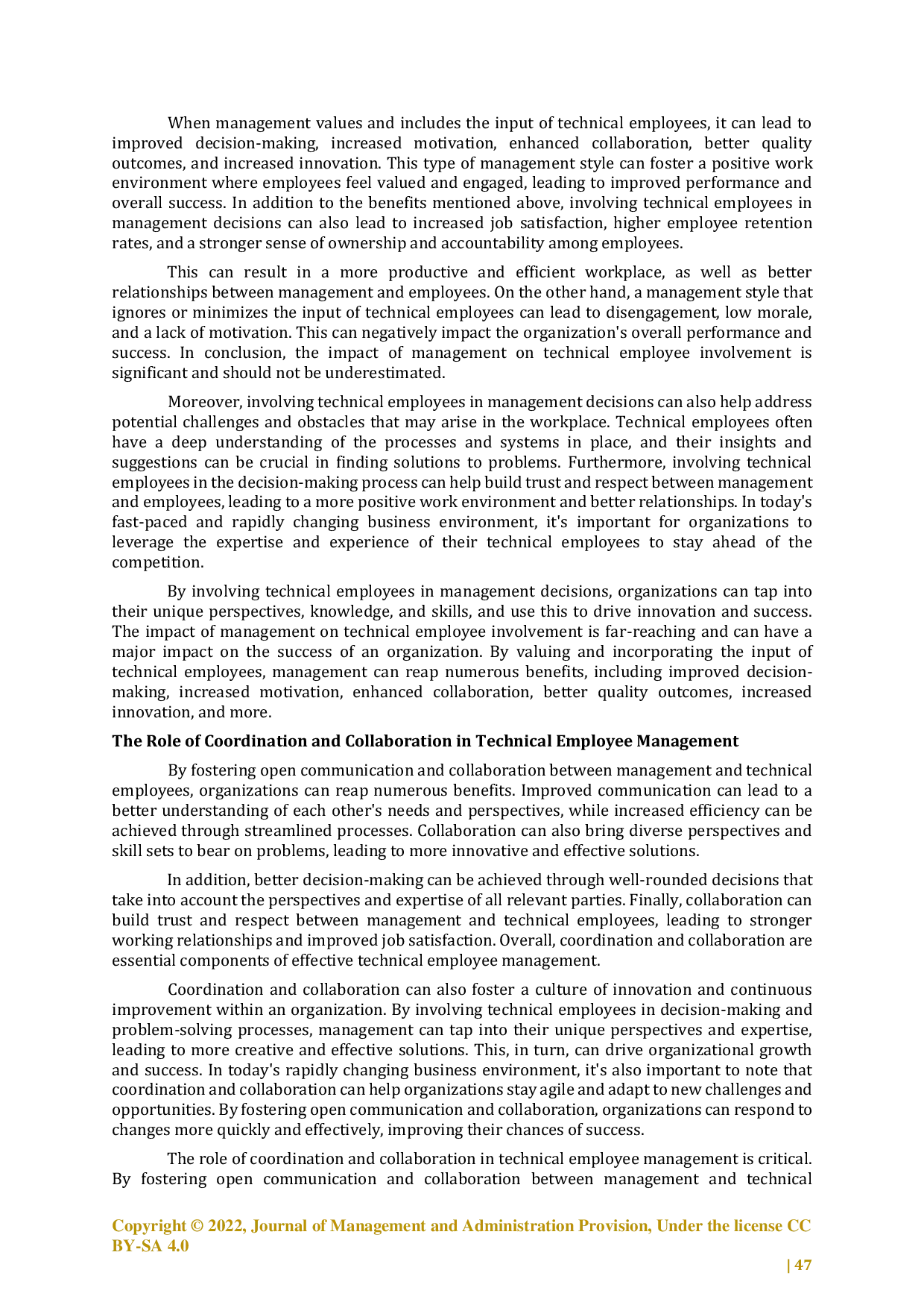 JURIS Management of Technical Employees in the Involvement of Coordination and Collaboration