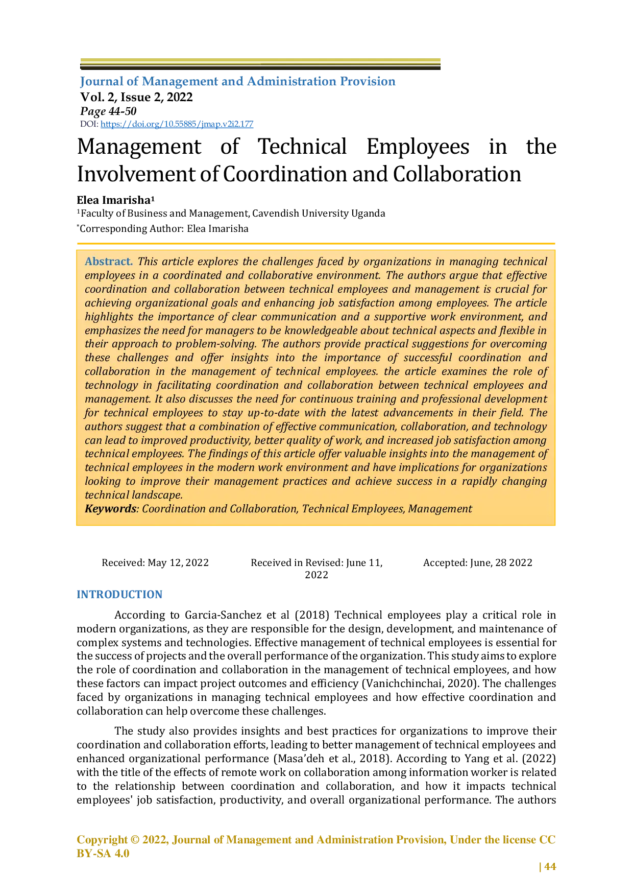 JURIS Management of Technical Employees in the Involvement of Coordination and Collaboration