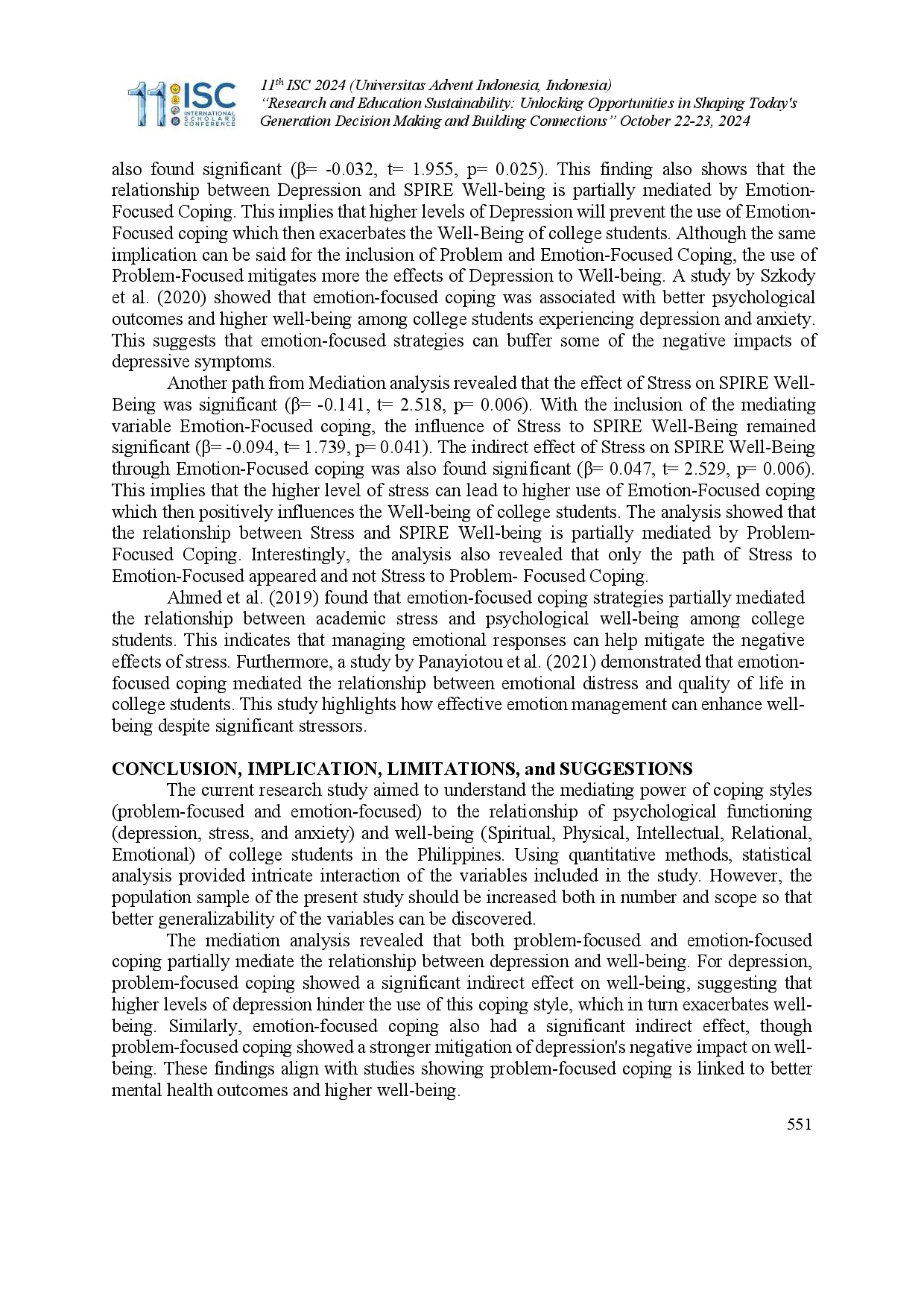 juris The Mediating Role of Coping Styles on Psychological Functioning and Well being of College Students
