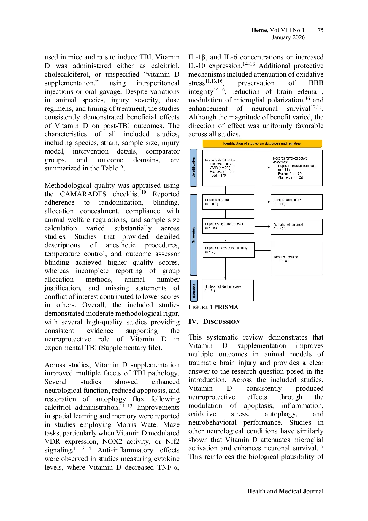 JURIS Vitamin D and Traumatic Brain Injury A Systematic Review of Preclinical Evidence
