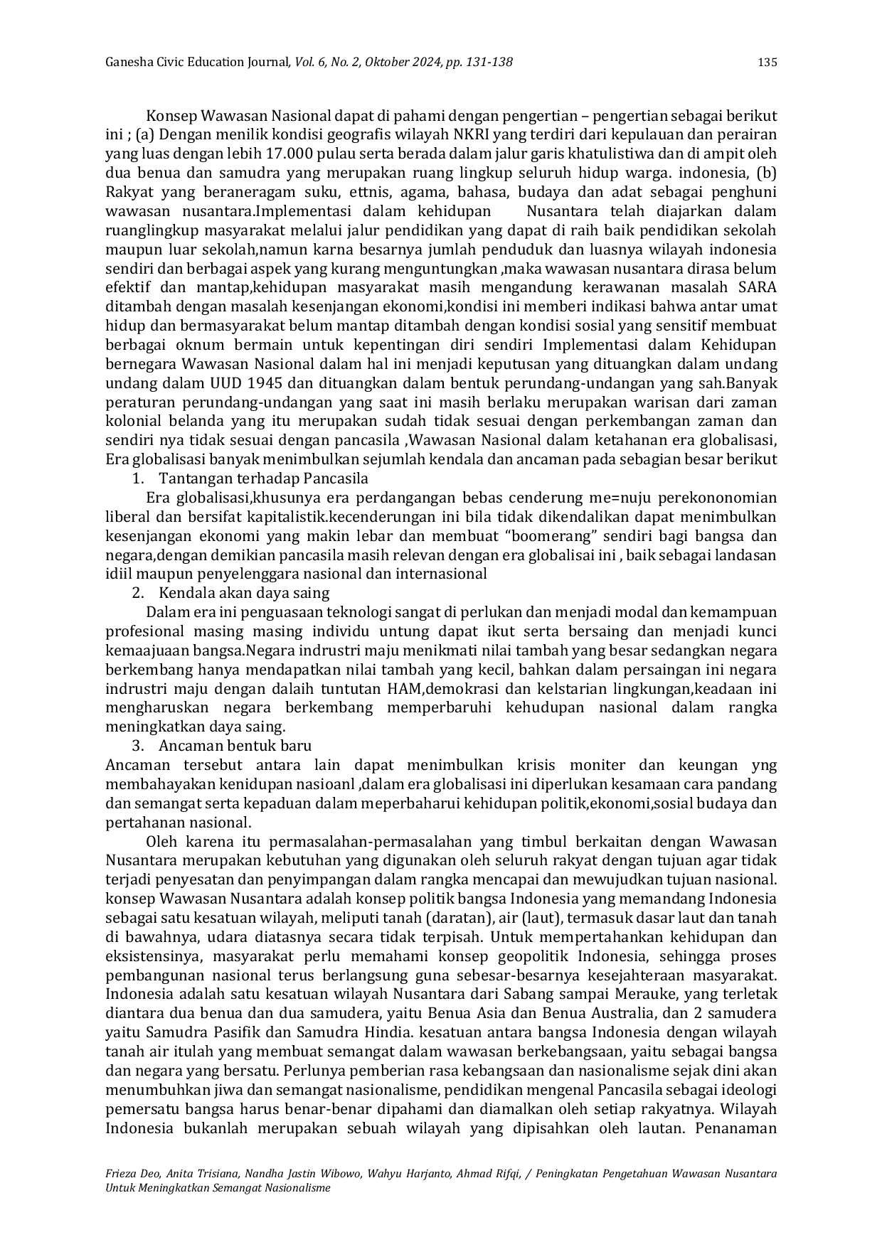 JURIS Peningkatan Pengetahuan Wawasan Nusantara Untuk Meningkatkan Semangat Nasionalisme