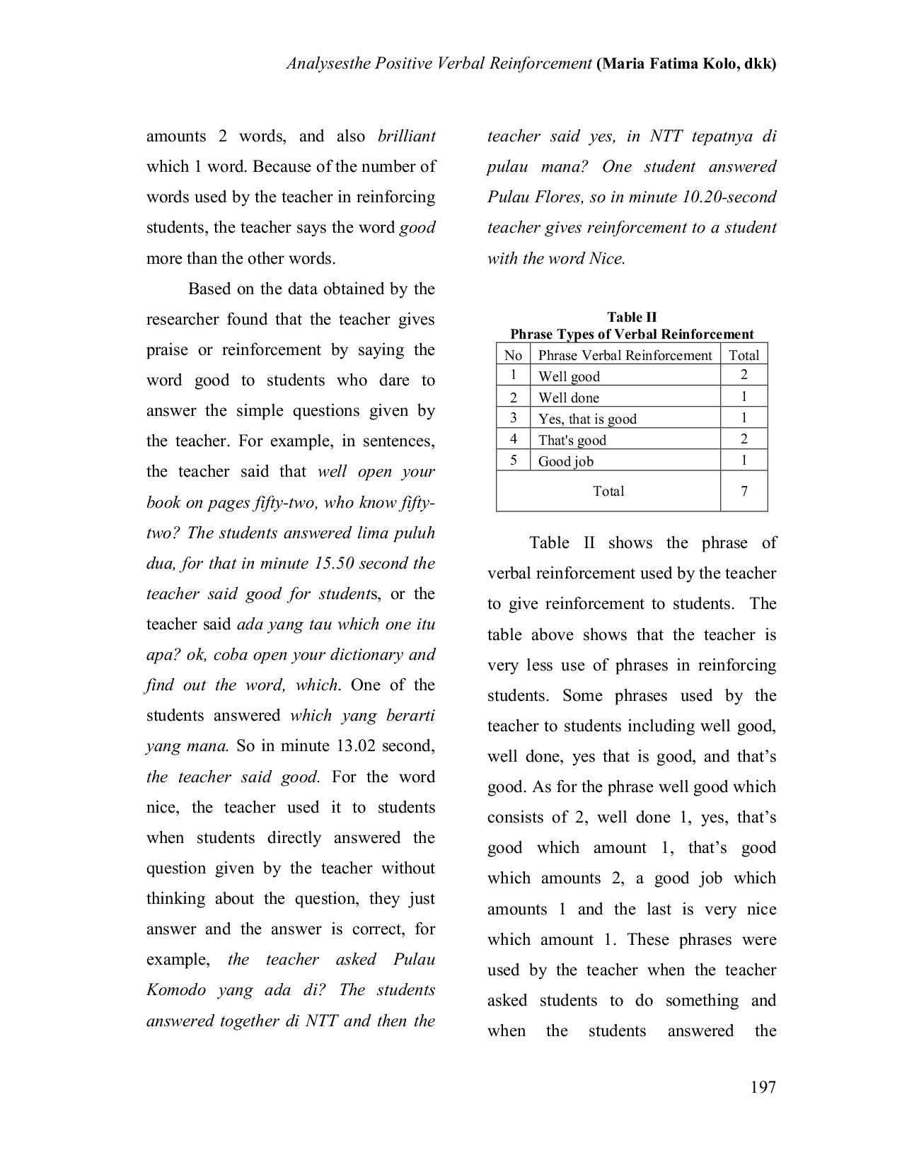 JURIS Analisis Kata Pengayaan Yang Digunakan Oleh Guru Ppl Di Dalam Kelas Bahasa Inggris