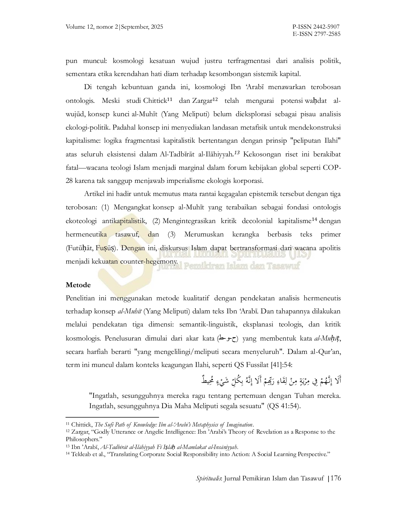 JURIS Falsafah Al Muhth Kosmologi Ibn Arab Sebagai Basis Ekoteologi Antikapitalistik