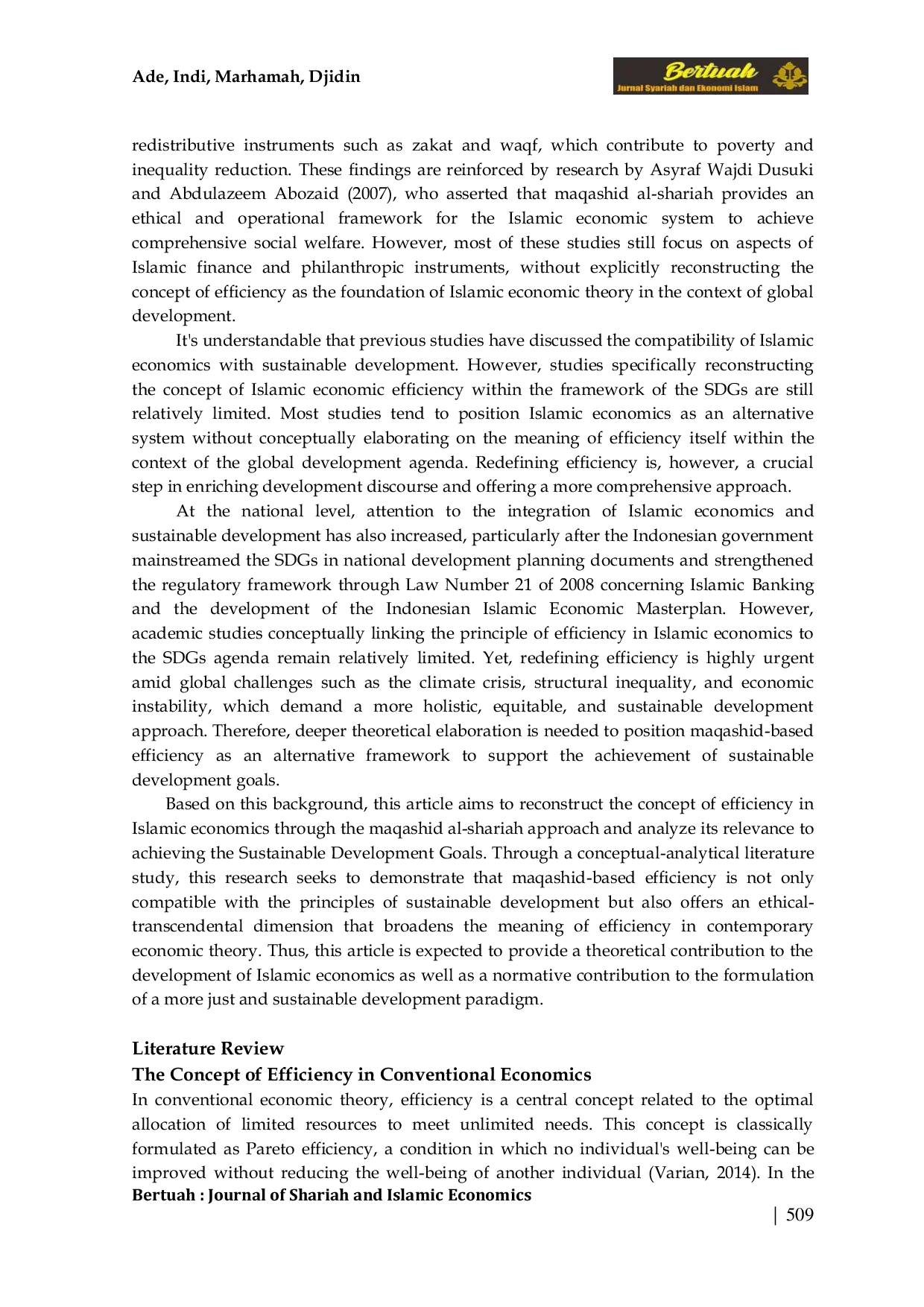 JURIS Redefining Economic Efficiency in Islamic Economics A Maqasid Based Approach to Sustainable Development Goals
