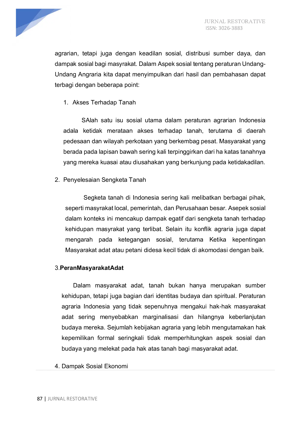 juris Aspek Hukum dan Sosial Dalam Peraturan Agraria Indonesia Dengan Pendekatan Literatur