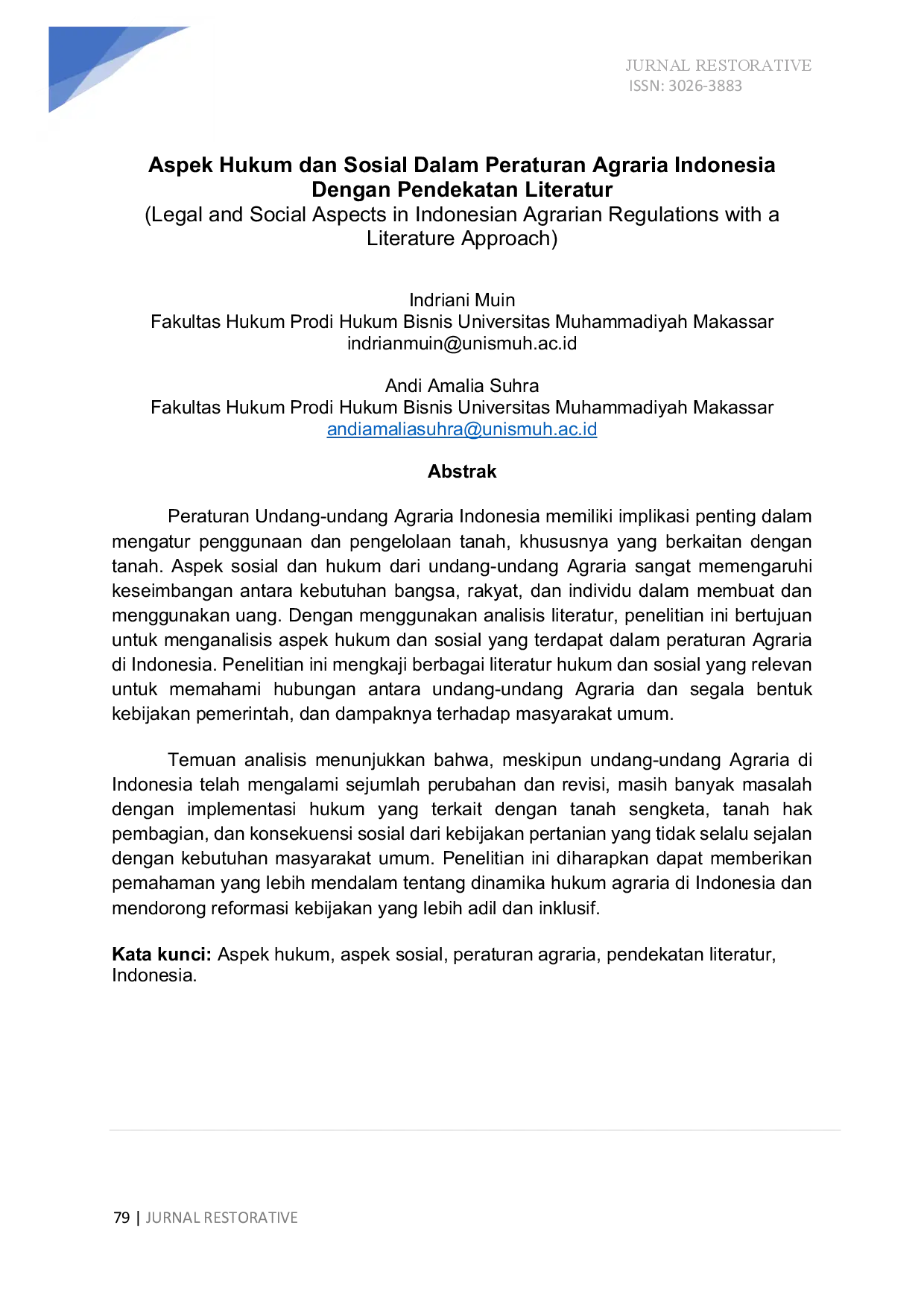 juris Aspek Hukum dan Sosial Dalam Peraturan Agraria Indonesia Dengan Pendekatan Literatur