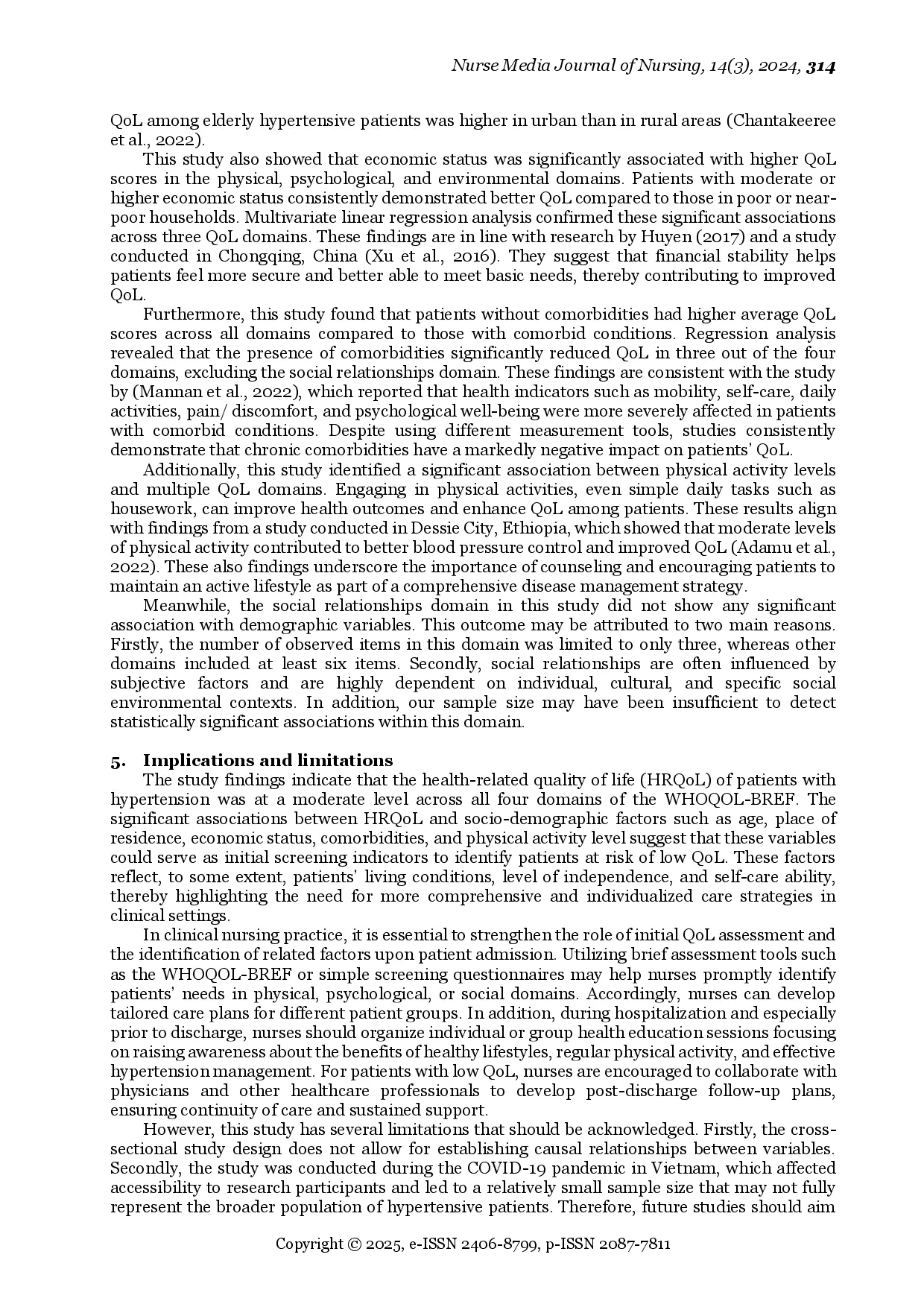 juris Factors Affecting the Quality of Life in Hypertensive Patients A Cross Sectional Study in Hue Vietnam