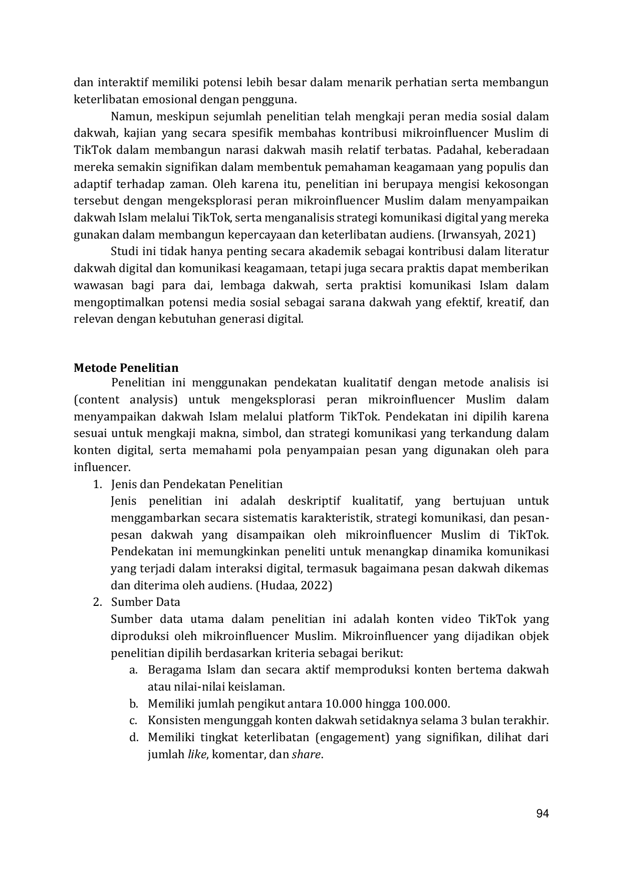 JURIS Peran Mikroinfluencer Muslim dalam Dakwah Islam di TikTok Analisis Konten dan Strategi Komunikasi Digital