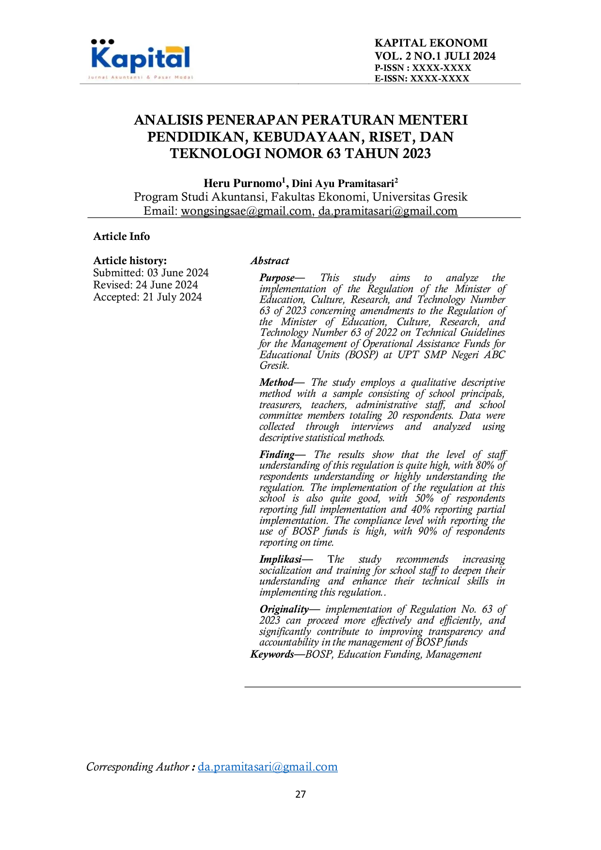 JURIS Analisis Penerapan Peraturan Menteri Pendidikan Kebudayaan Riset Dan Teknologi Nomor 63 Tahun 2023