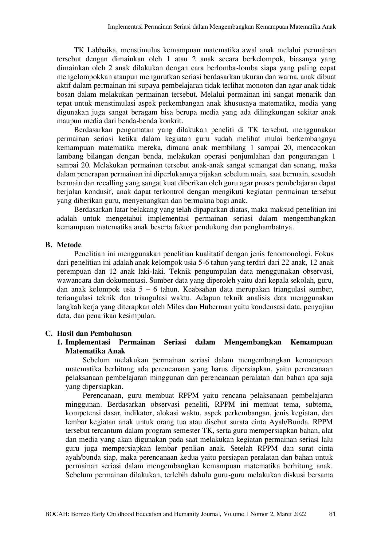 JURIS Implementasi Permainan Seriasi dalam Mengembangkan Kemampuan Matematika