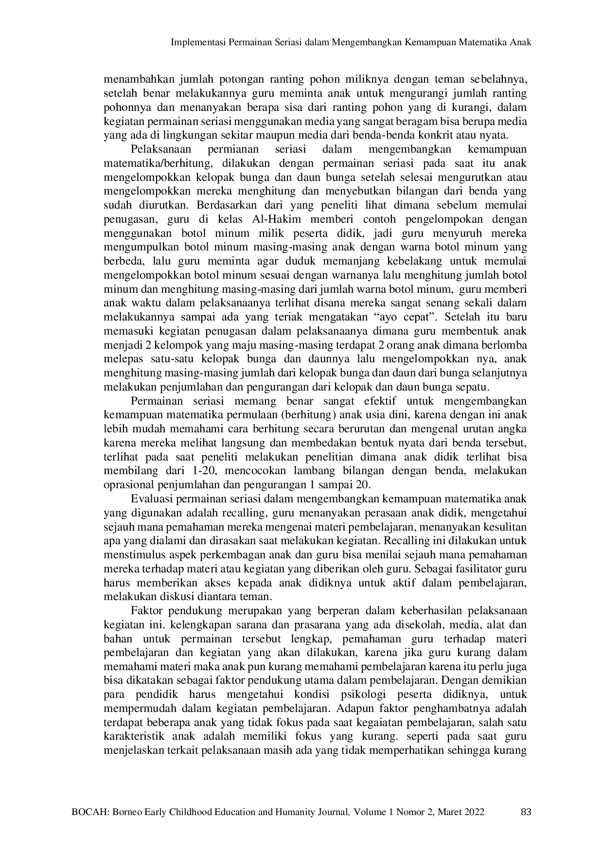 JURIS Implementasi Permainan Seriasi dalam Mengembangkan Kemampuan Matematika