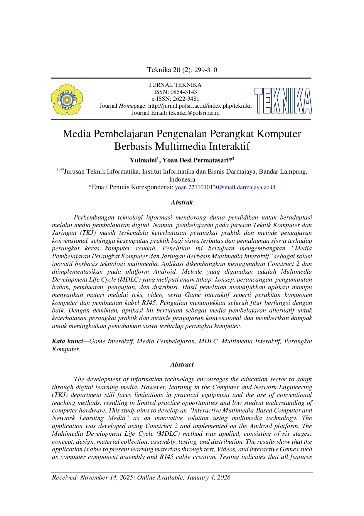 JURIS Media Pembelajaran Pengenalan Perangkat Komputer Berbasis Multimedia Interaktif