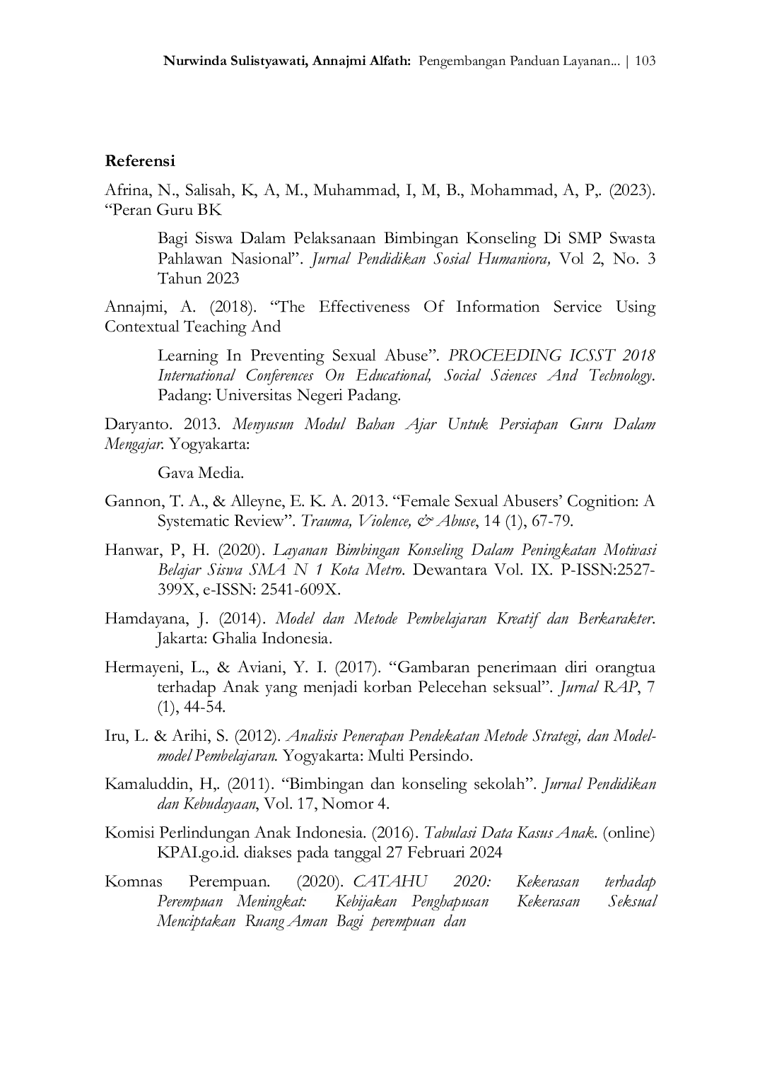 JURIS Pengembangan Panduan Layanan Informasi Pencegahan Pelecehan Seksual Sebuah Pendekatan Contextual Teaching and Learning