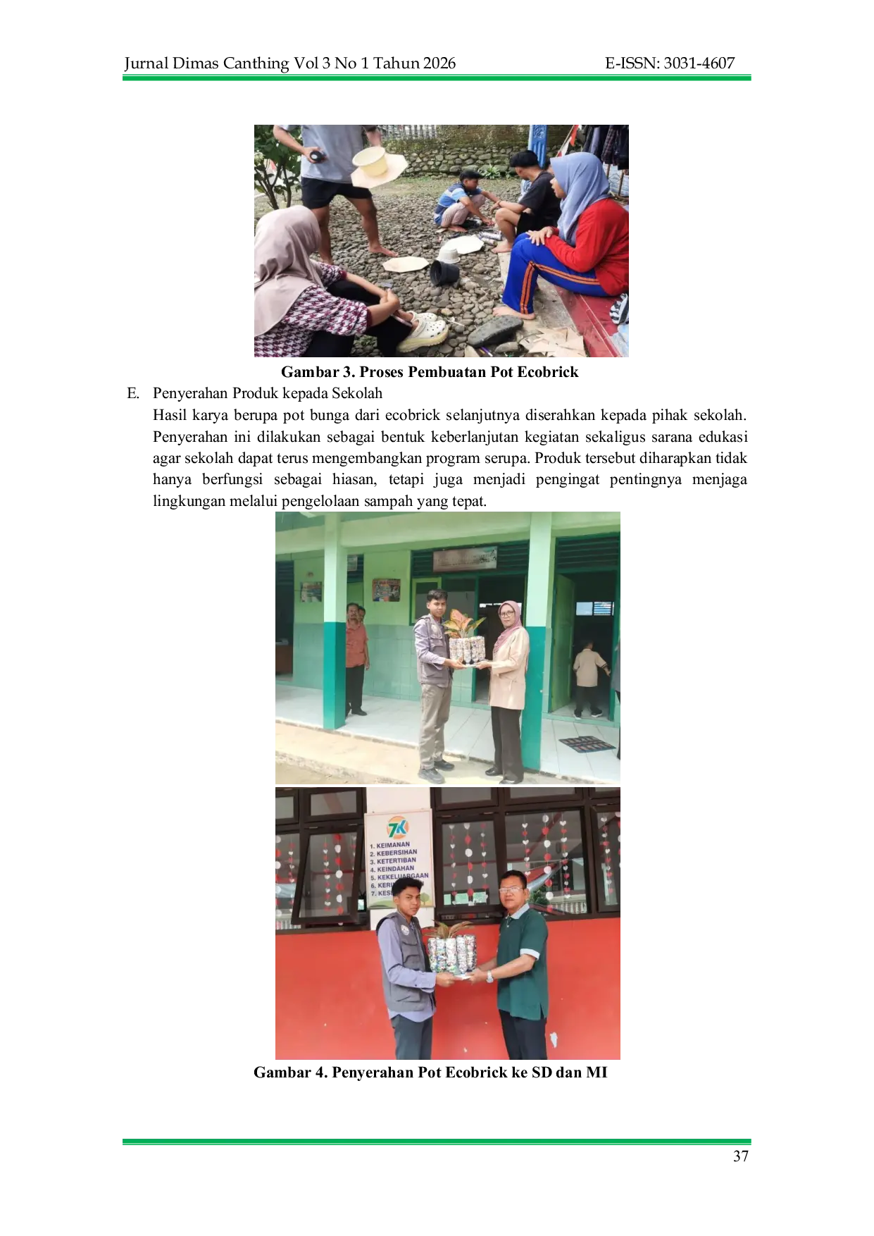 JURIS Ecobrick Sebagai Strategi Pemberdayaan Dalam Pengelolaan Sampah Plastik Di Desa Maribaya